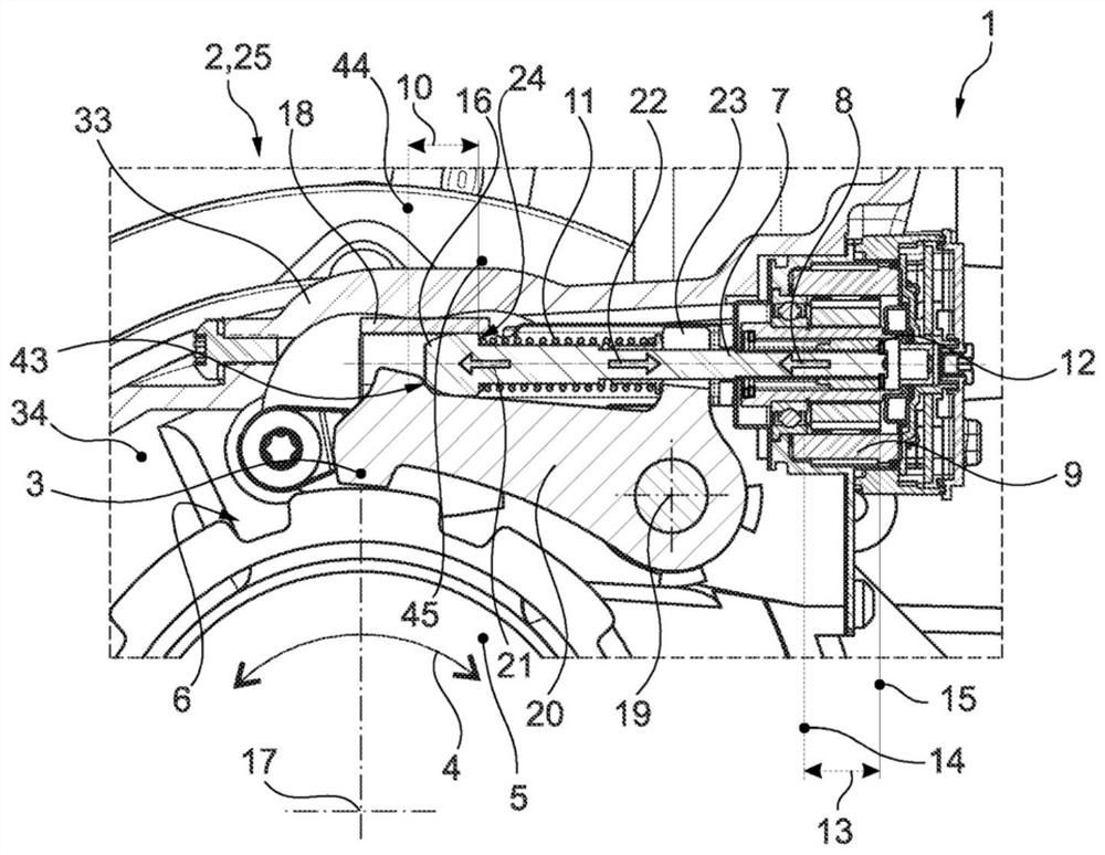 Parking lock actuator for integration into a vehicle transmission