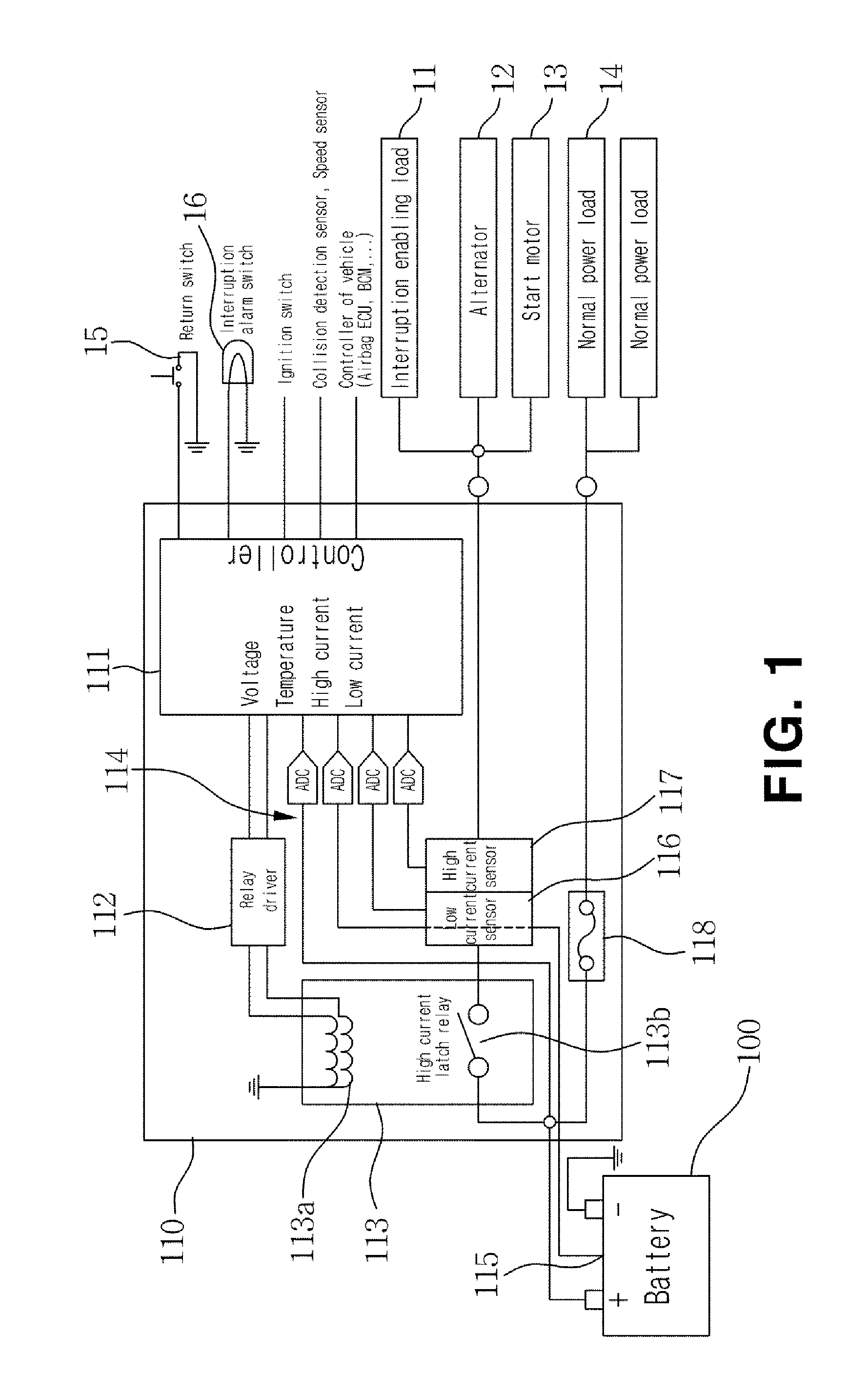 Power control apparatus for vehicle battery