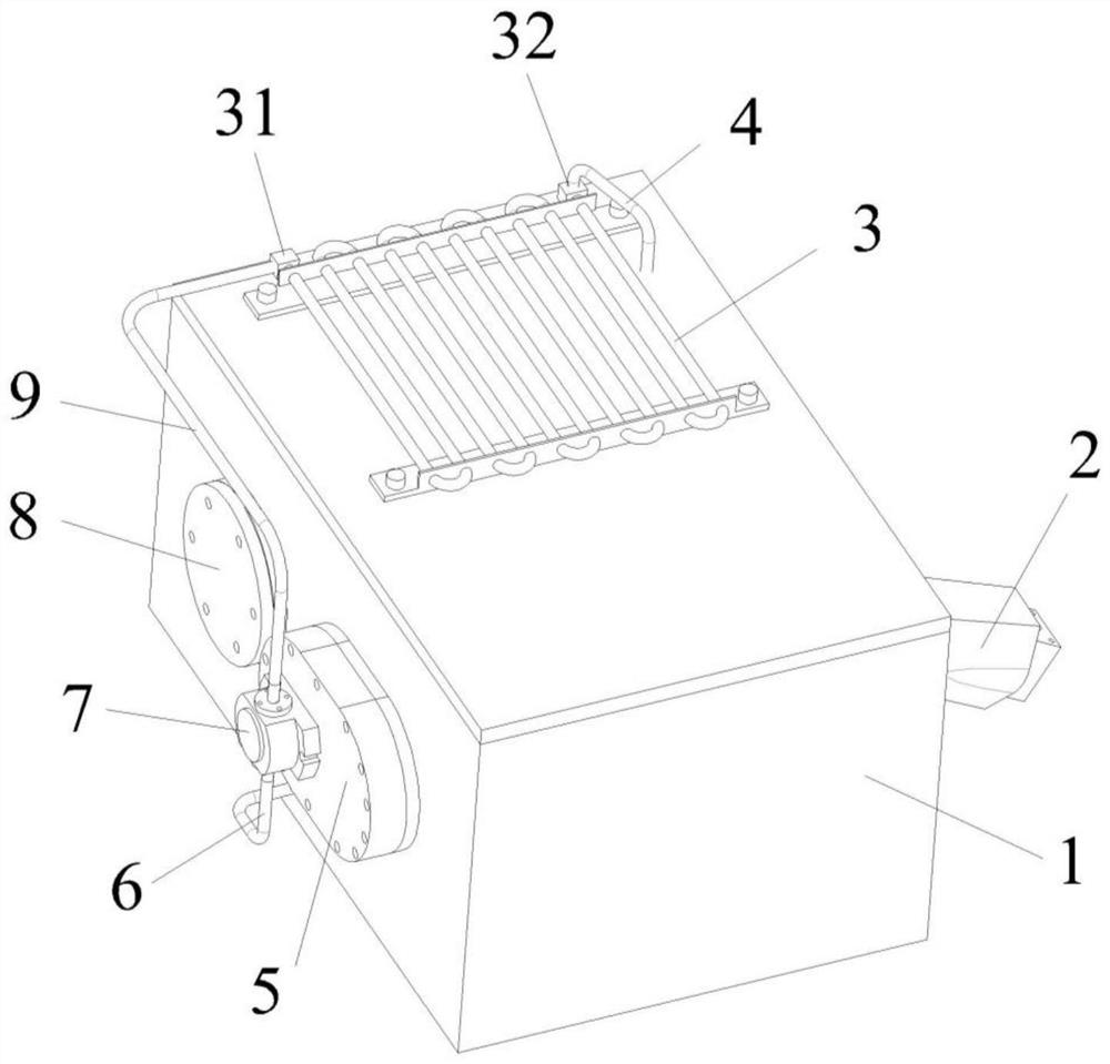 Pump suction type external circulation cooling device for lubricating oil in vibration box of hydraulic vibration pile driver