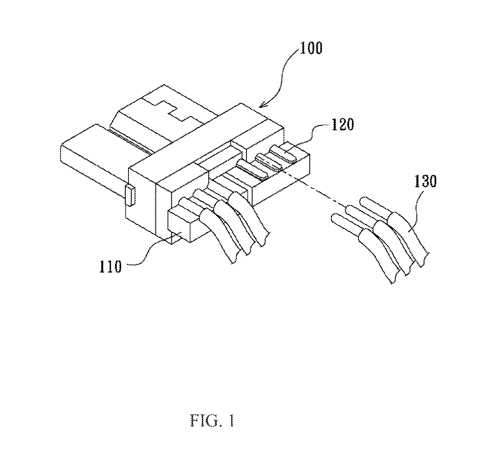 Electrical connector with adjacent terminals bent outward