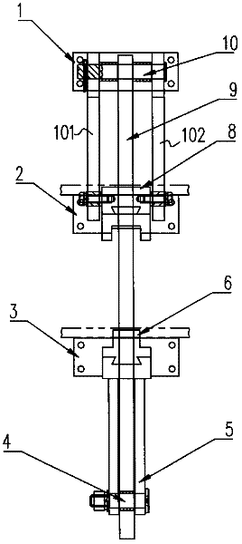 Automatic mechanical top sizing block mechanism of double-layer flat vulcanizing machine