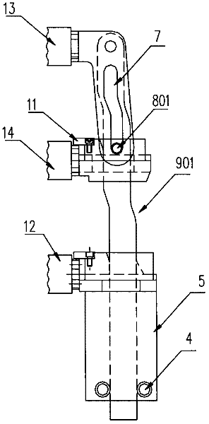 Automatic mechanical top sizing block mechanism of double-layer flat vulcanizing machine