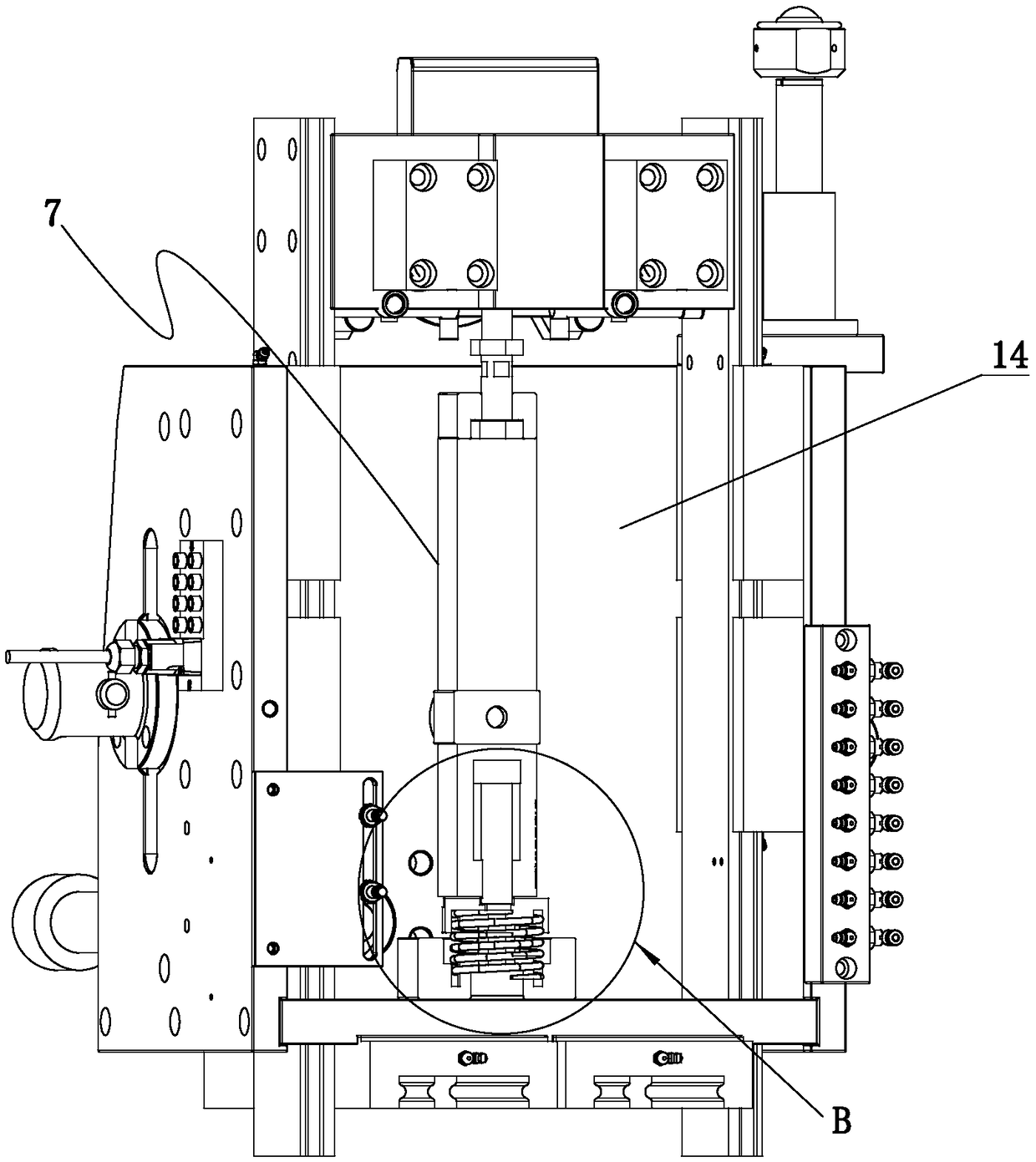 Blowing needle base mechanism for blow molding die