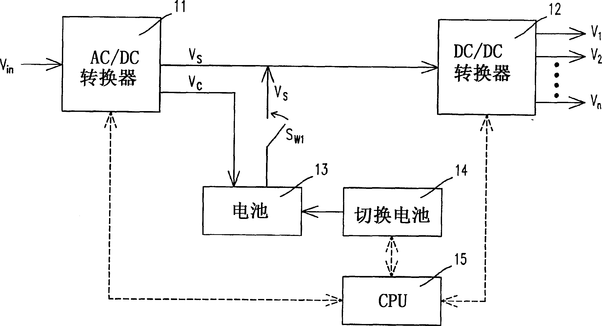 UPS supply device circuit for single-stage converter