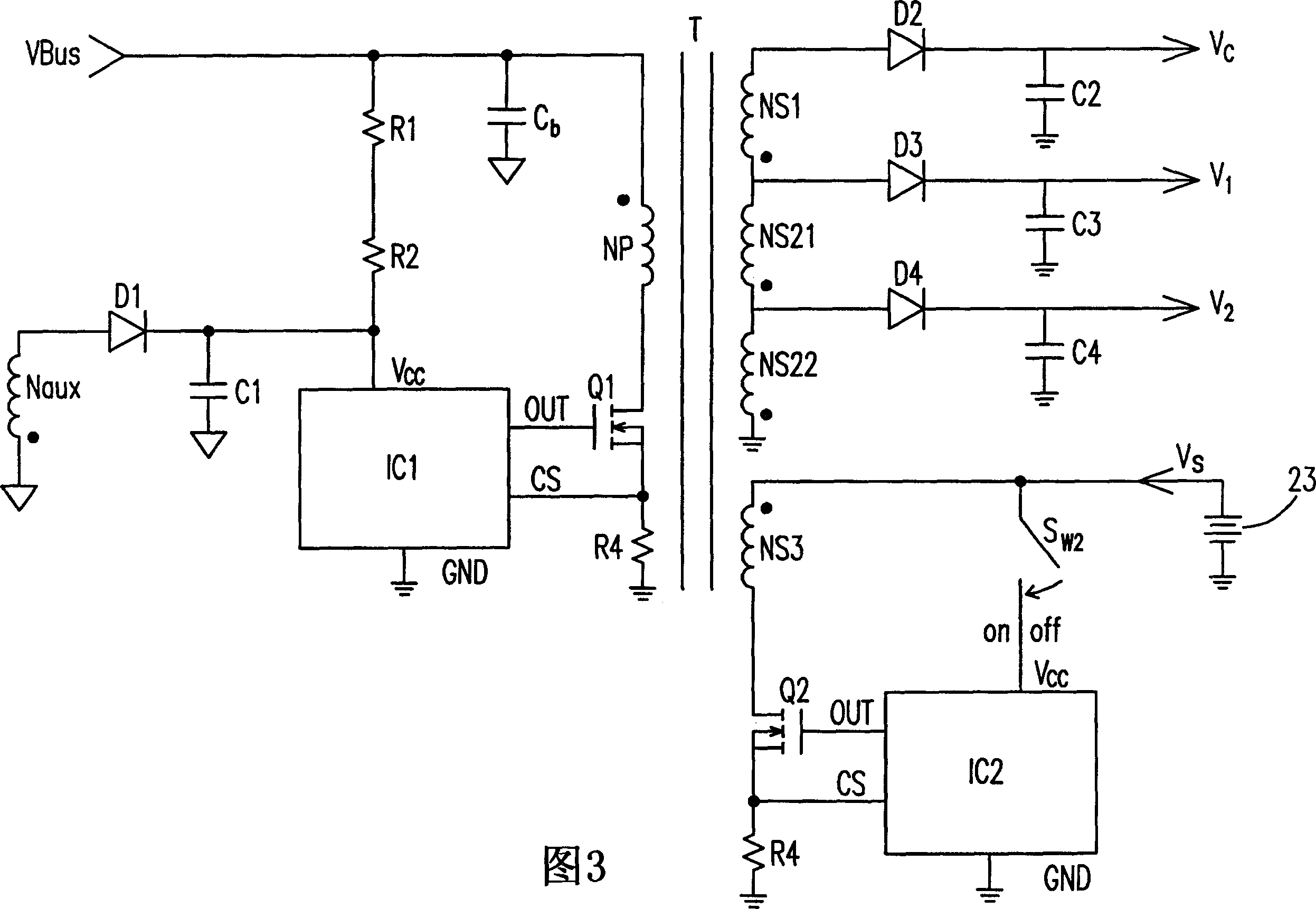 UPS supply device circuit for single-stage converter