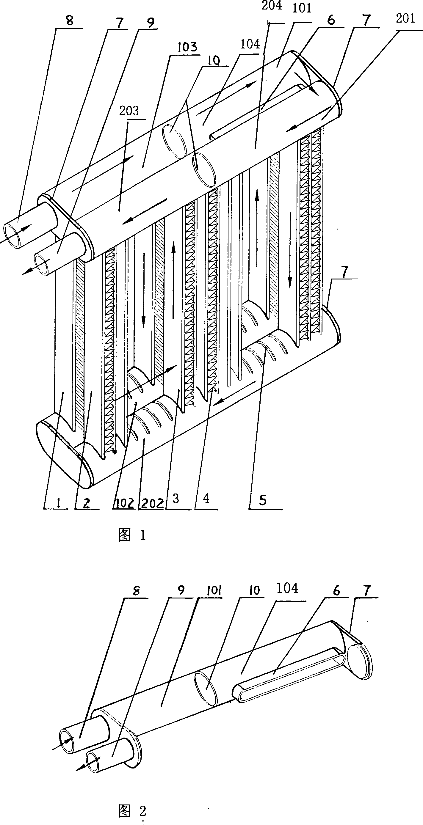 Automobile air conditioner parallel flow evaporator
