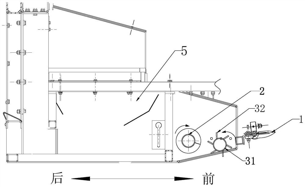 Grass discharging mechanism, ear and stem harvesting table and corn harvester