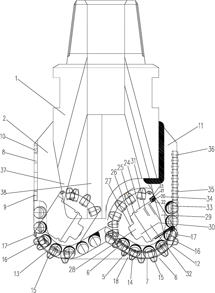 A combination drill bit combining a pdc drill bit and a roller cone bit for rock breaking