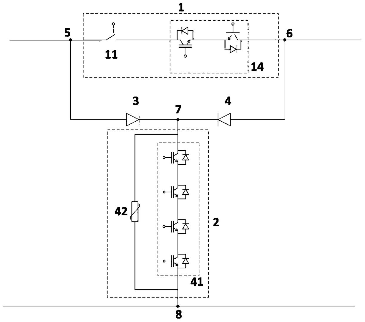 A DC circuit breaker topology with bidirectional blocking function
