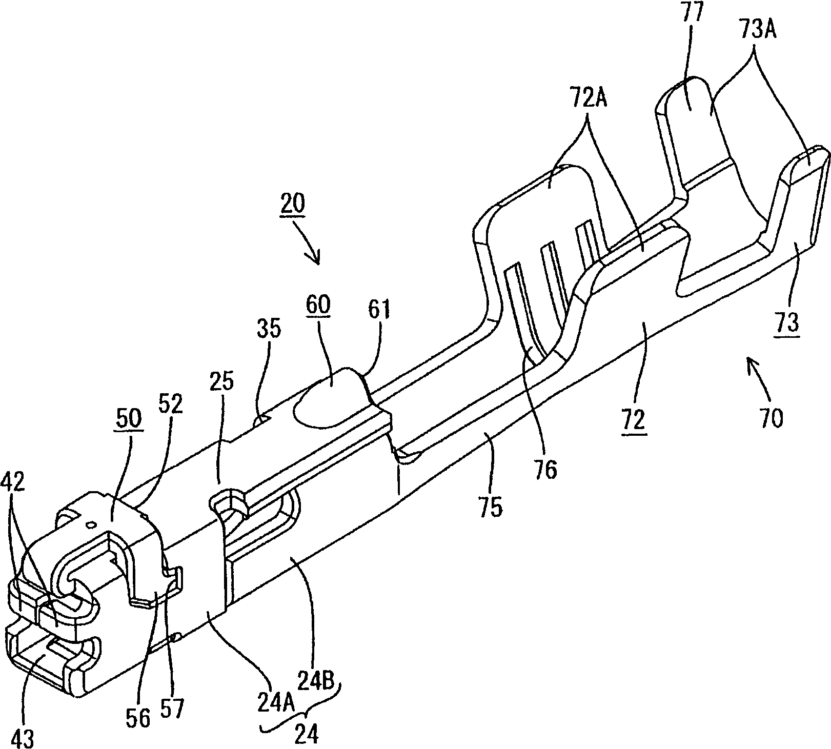 A female terminal fitting and connector provided therewith