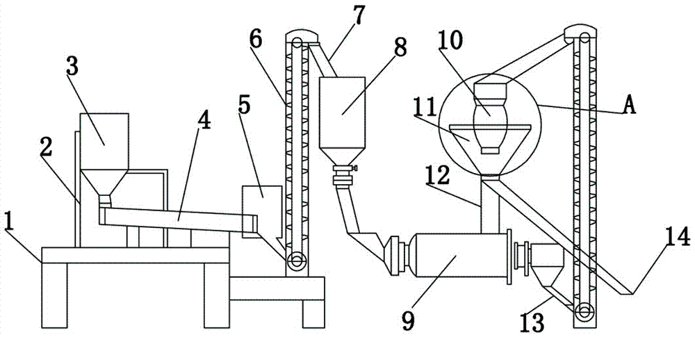 Raw material grinding device for high-temperature element