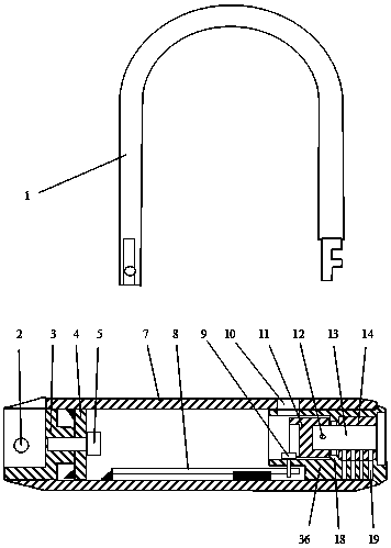 Double-backup unlocked U-shaped lock