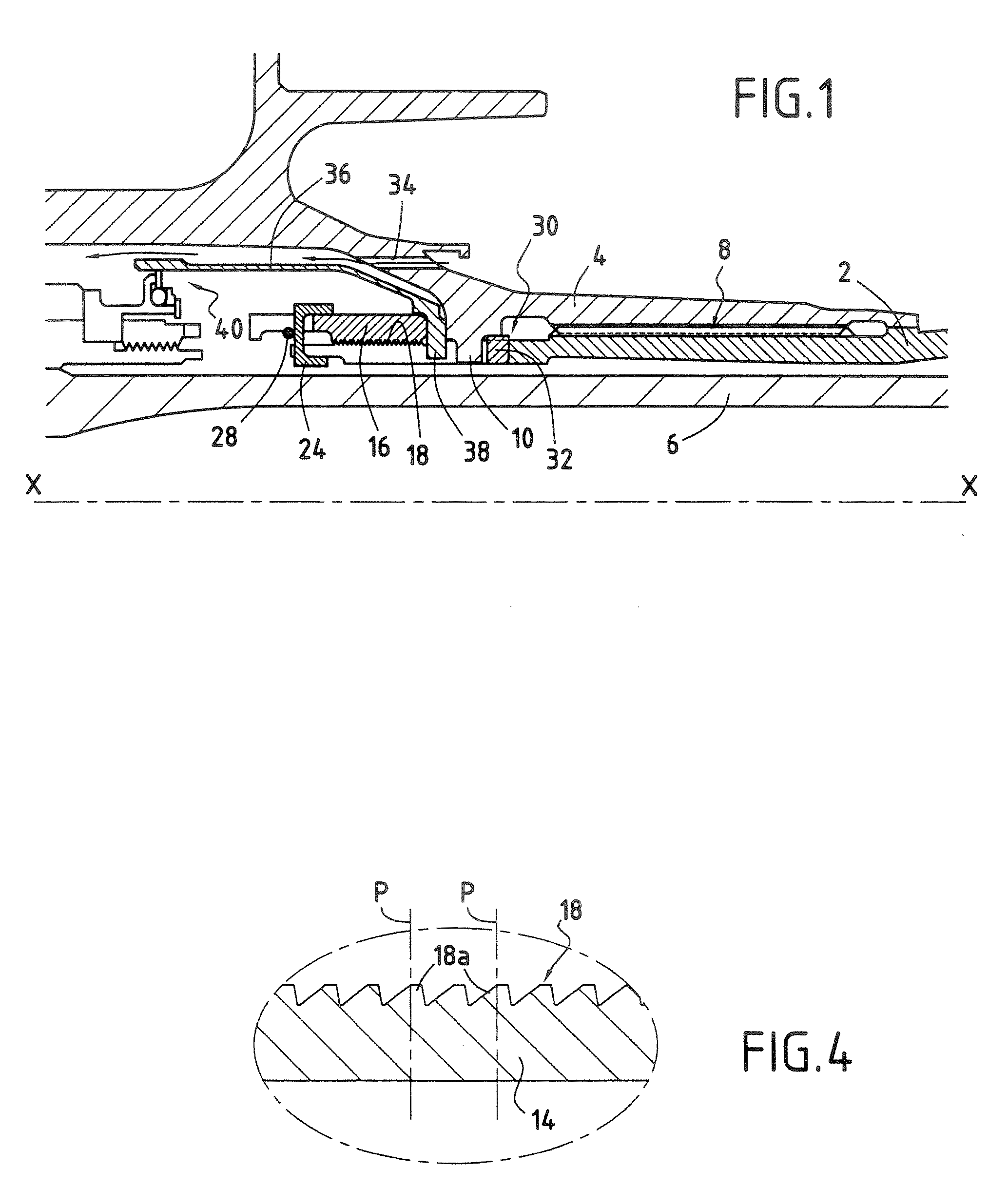 Radially-compact assembly between a turbine shaft and a stub axle of a turbomachine compressor shaft