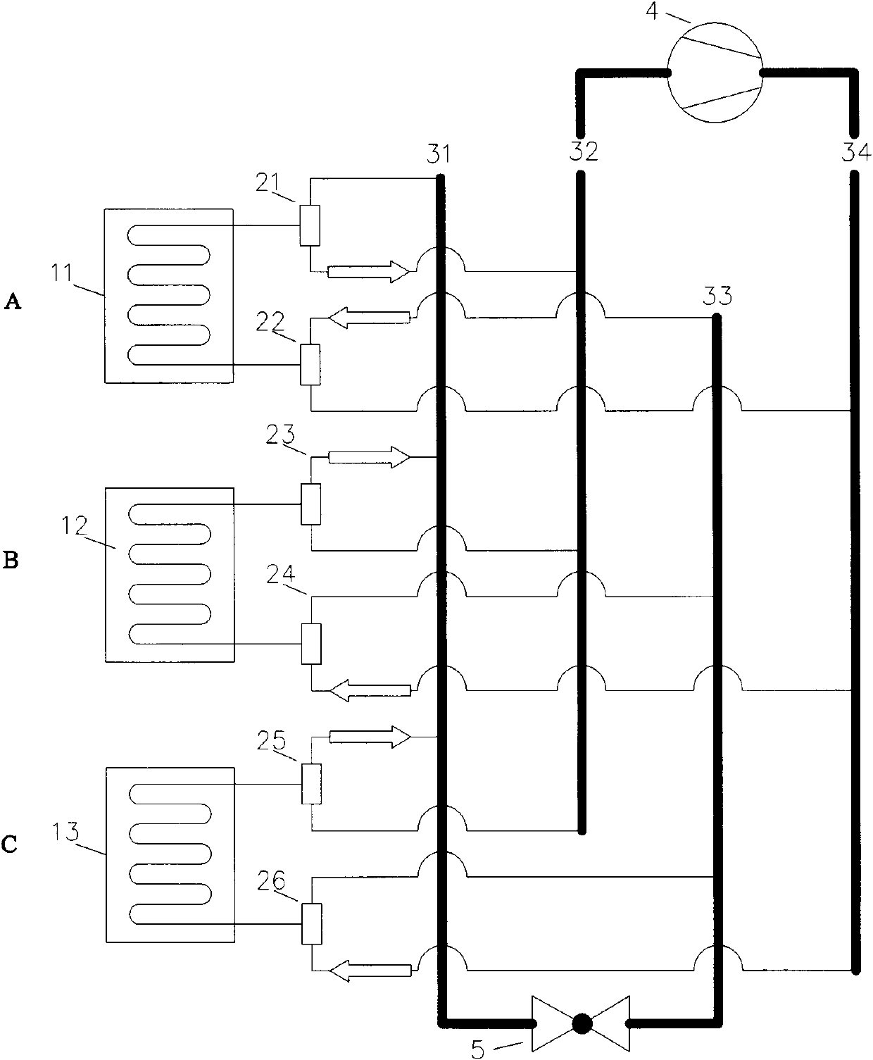 Multi-functional modularization heat pump machine set