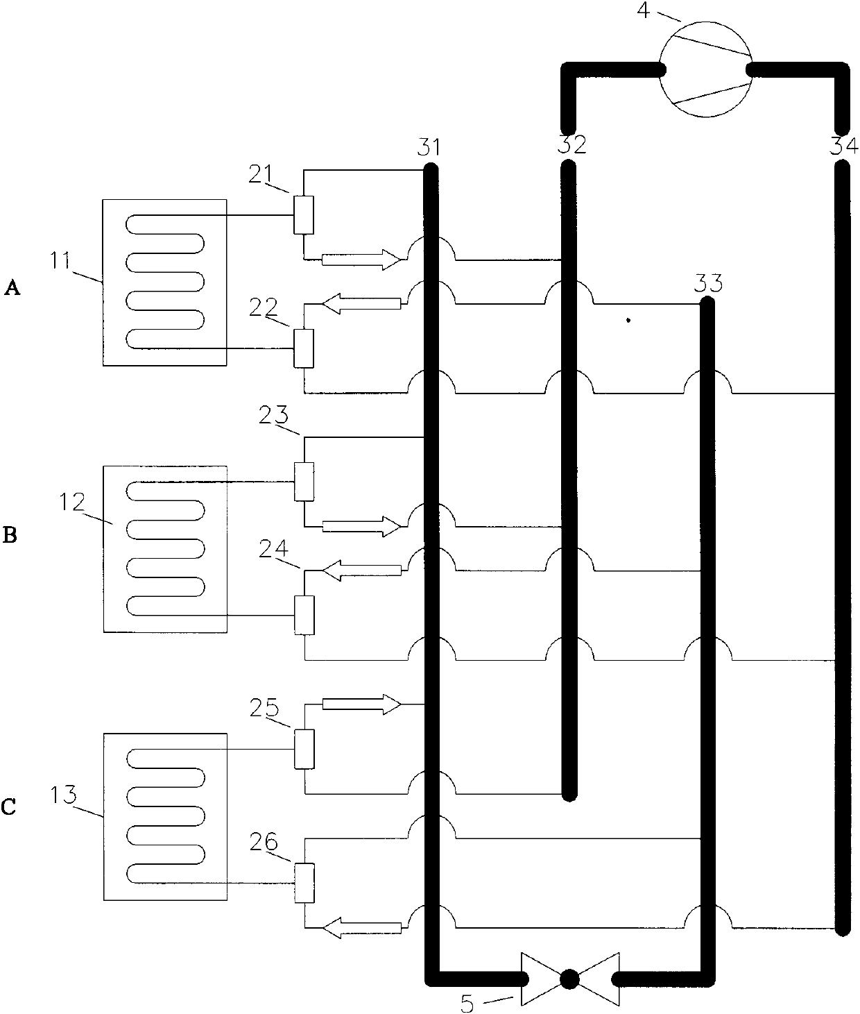 Multi-functional modularization heat pump machine set