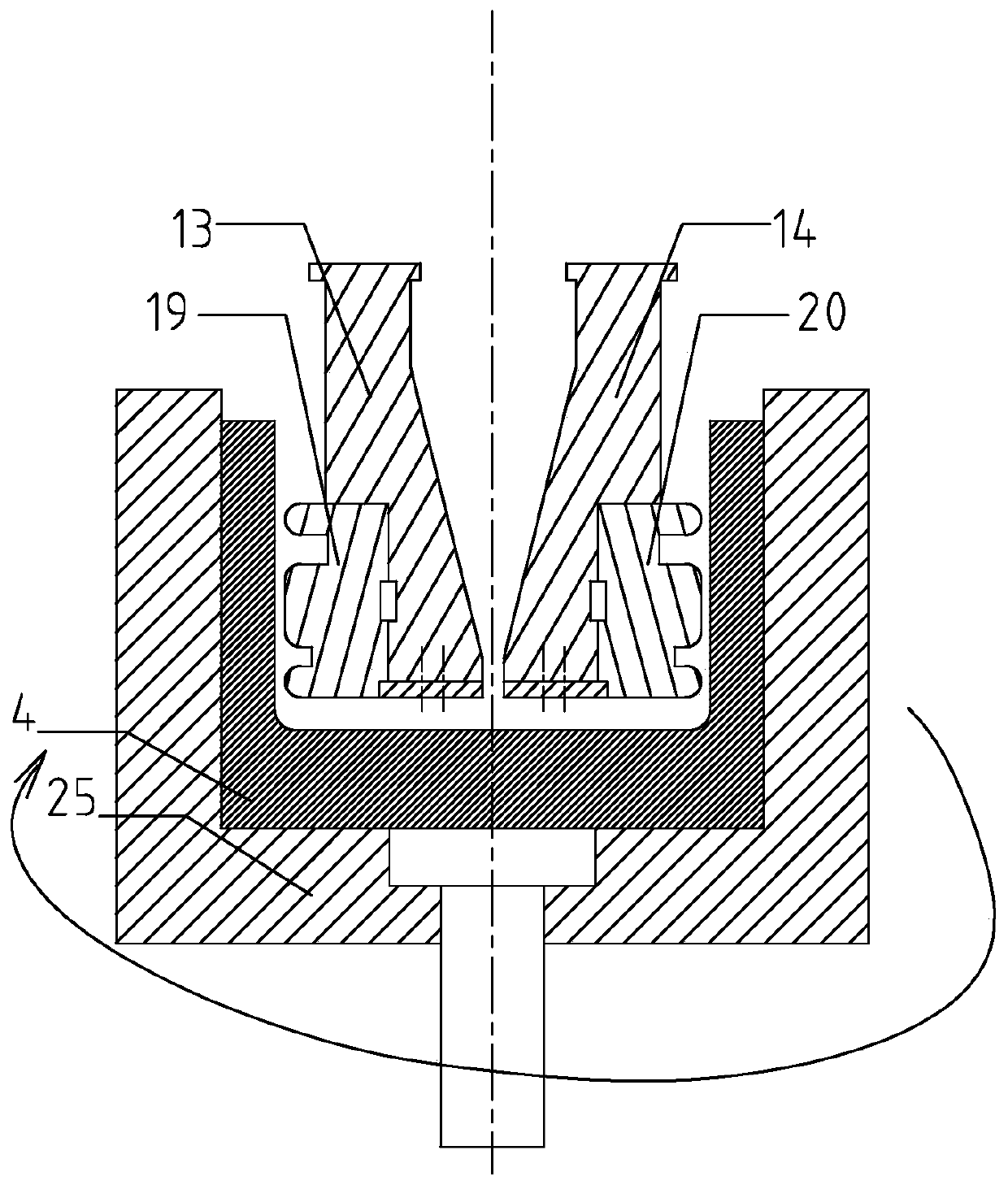 Rotating extrusion molding method of multi-inner ring ribs of cylindrical part