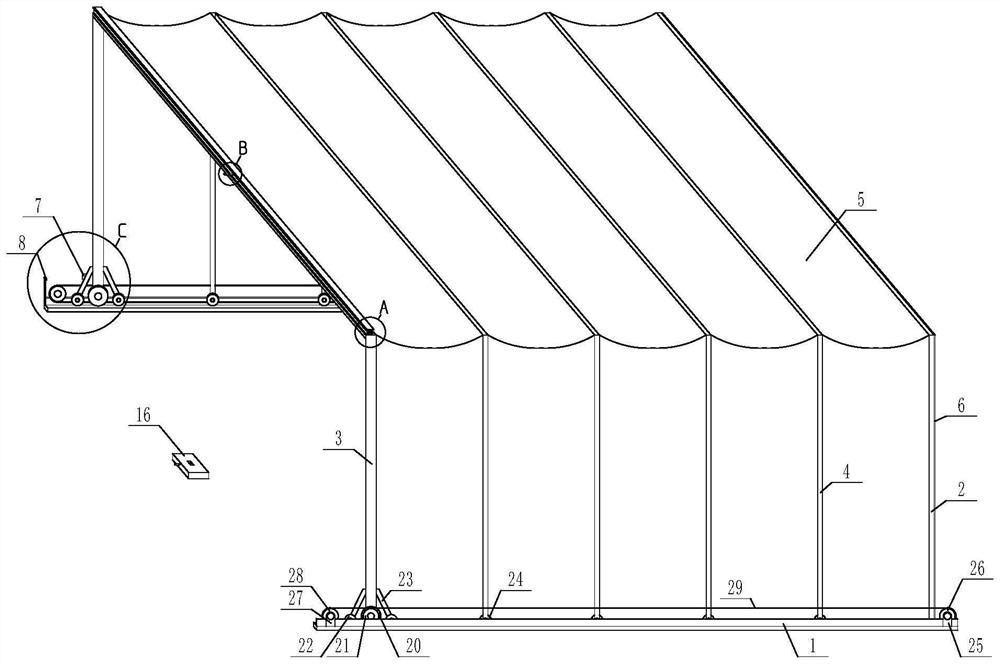 Rainproof shed for maintenance of propeller-driven aircraft