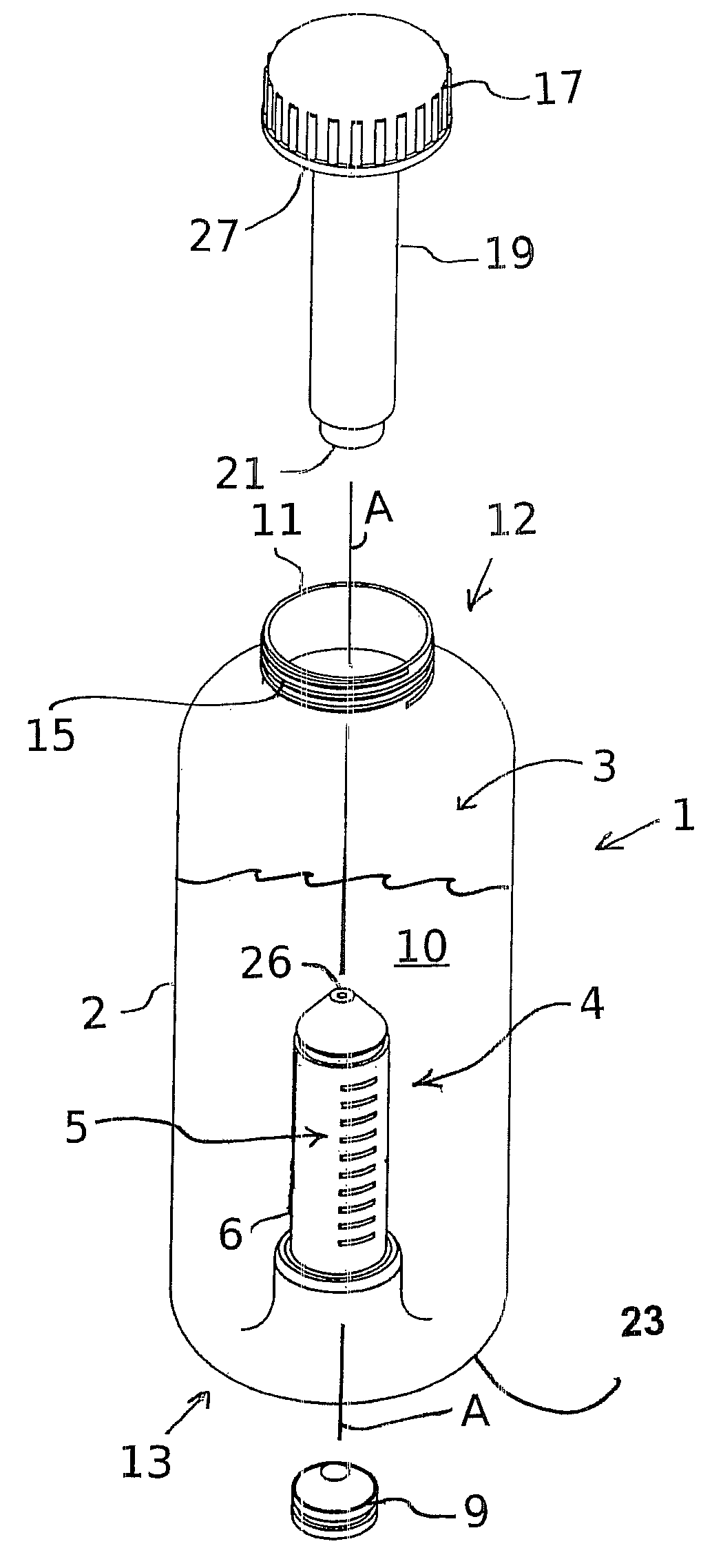 Liquid container with additive dispenser