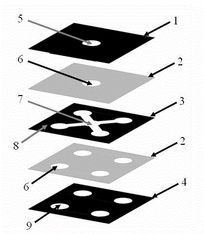 Patterned multilayer array paper chip, preparation method and application thereof