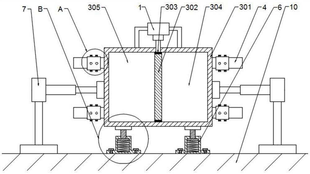 Single-tank double-chamber adjustable water tank for container