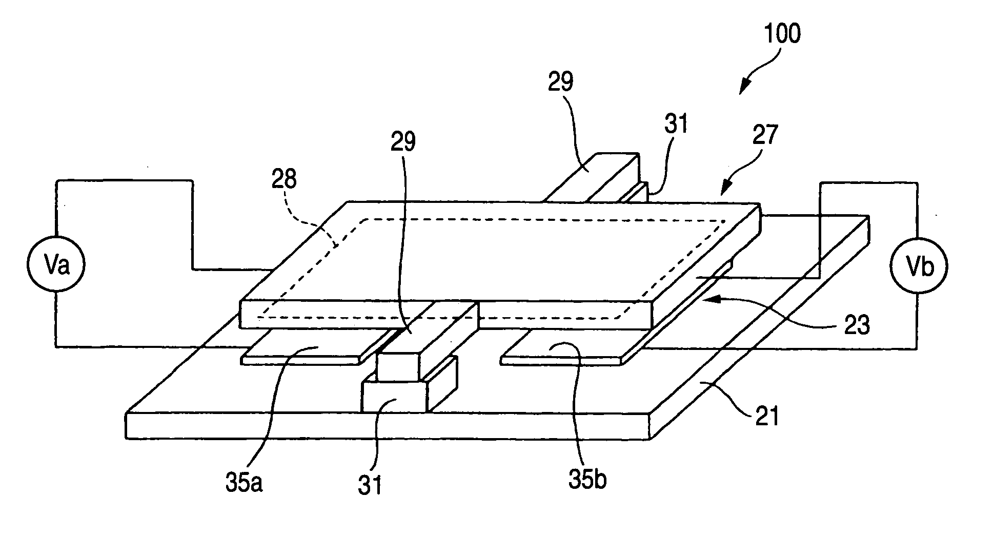 Small thin film movable element, small thin film movable element array and method of driving small thin film movable element array