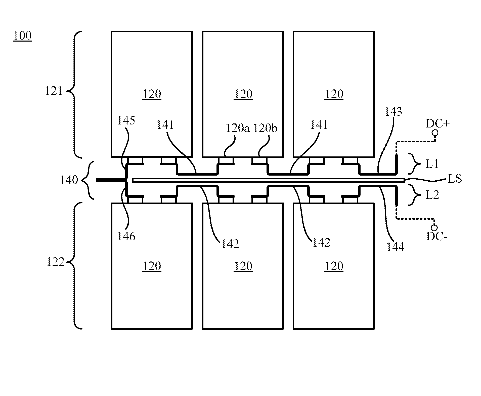 Direct-current capacitor module and laminated busbar structure thereof