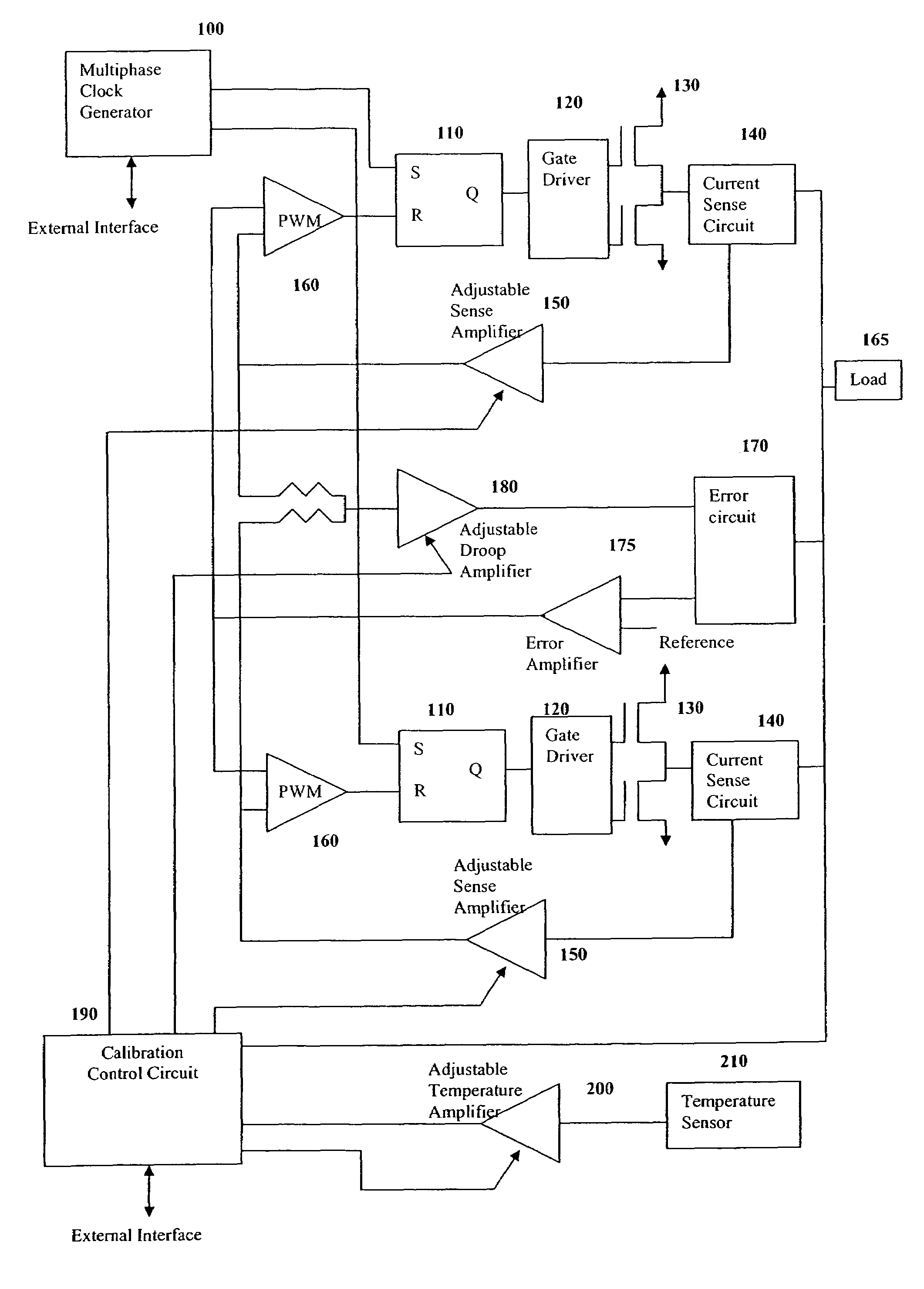 Programmable calibration circuit for power supply current sensing and droop loss compensation
