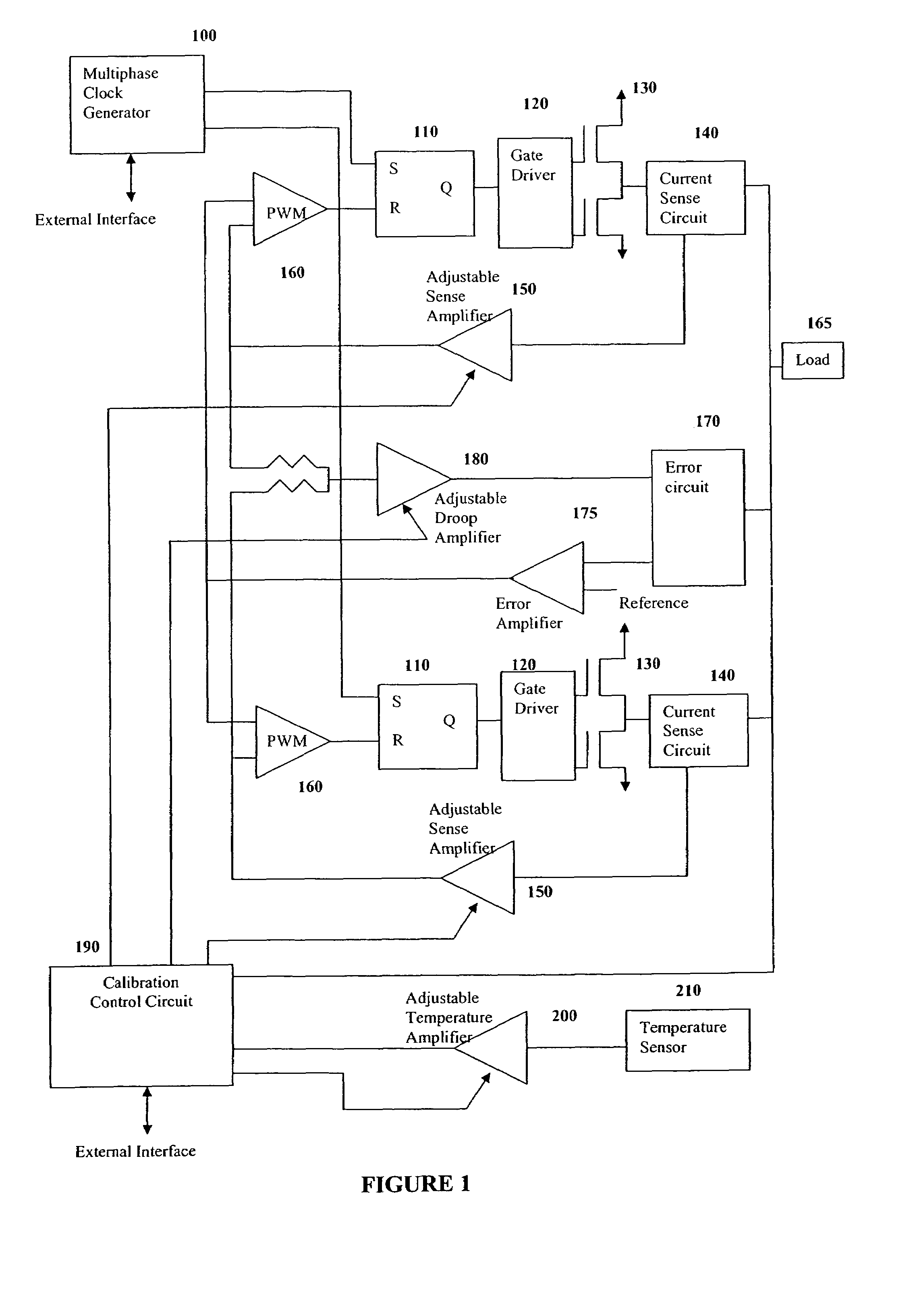 Programmable calibration circuit for power supply current sensing and droop loss compensation