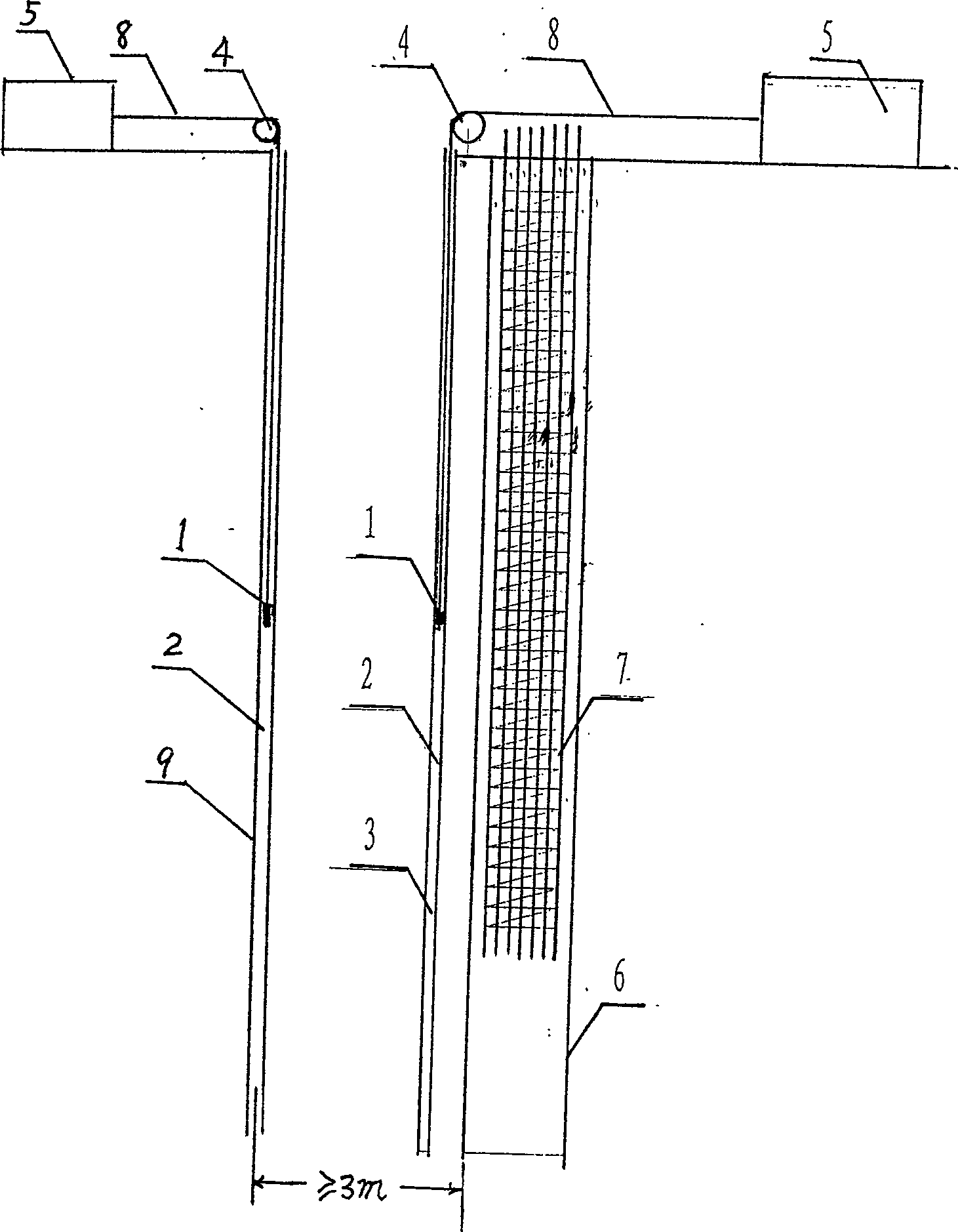 Method for detecting reinforcing bar cage length in concrete pouring pile by magnetic logging method