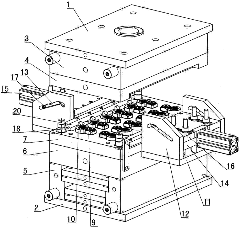 Automatic cap-closing mechanism of bottle cap injection molding mold