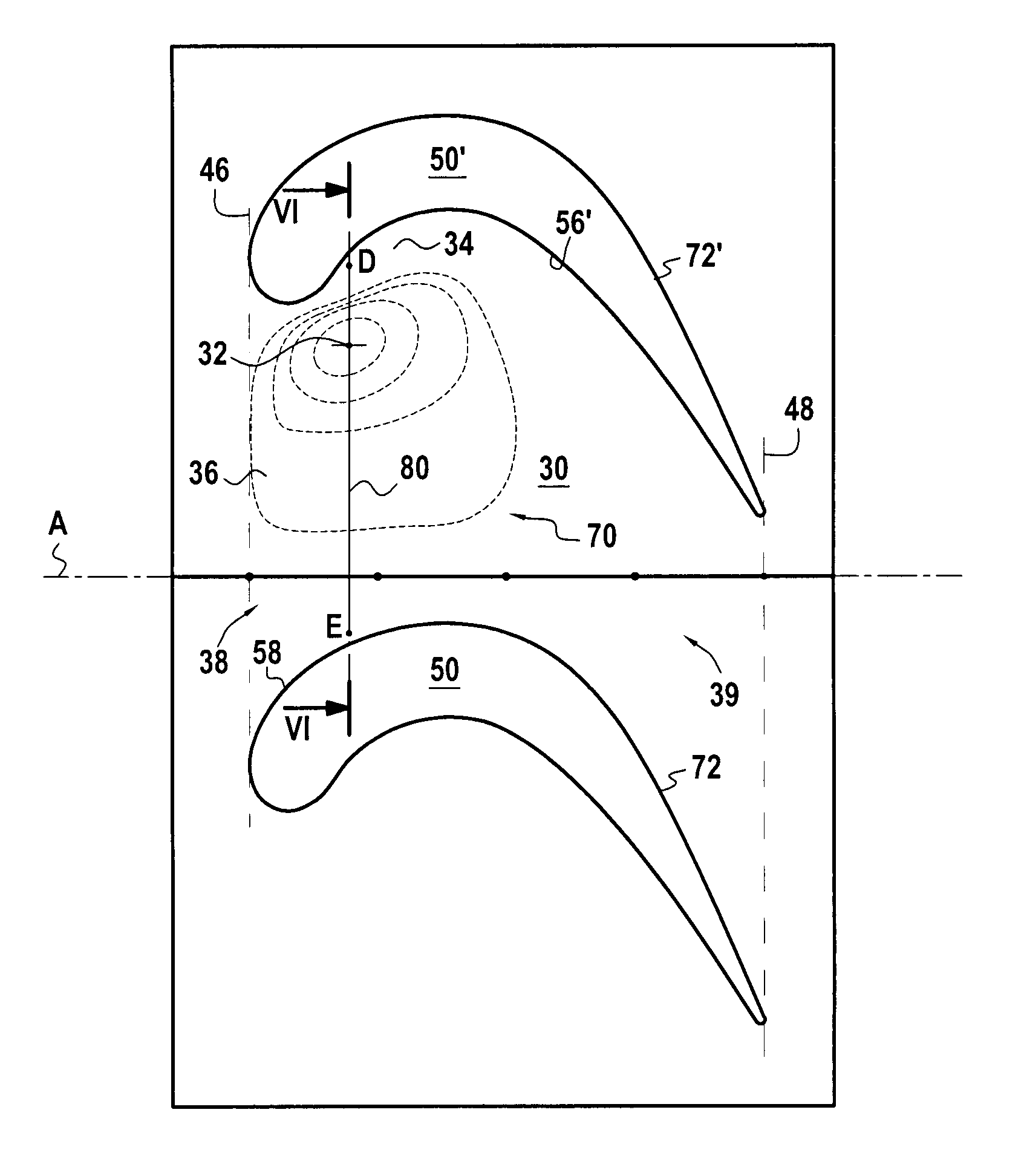 Blade with 3D platform comprising an inter-blade bulb