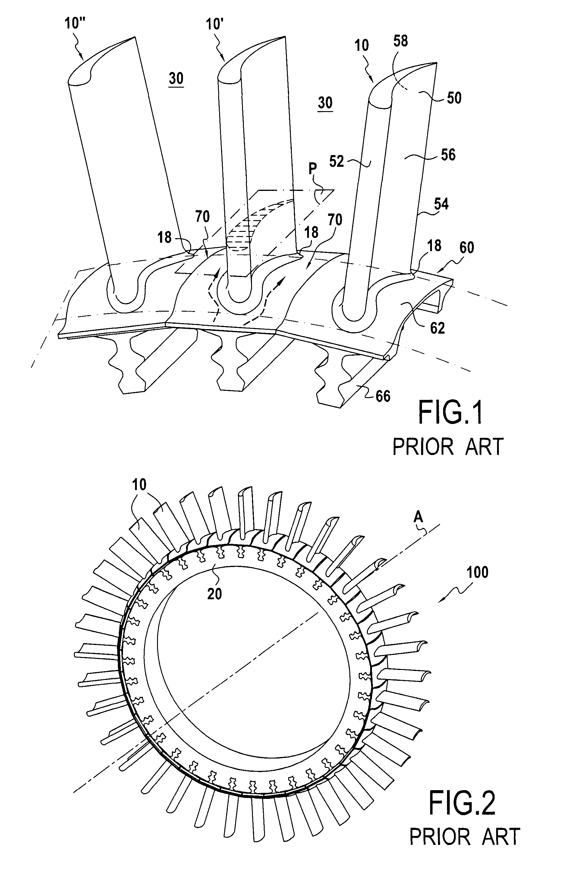 Blade with 3D platform comprising an inter-blade bulb