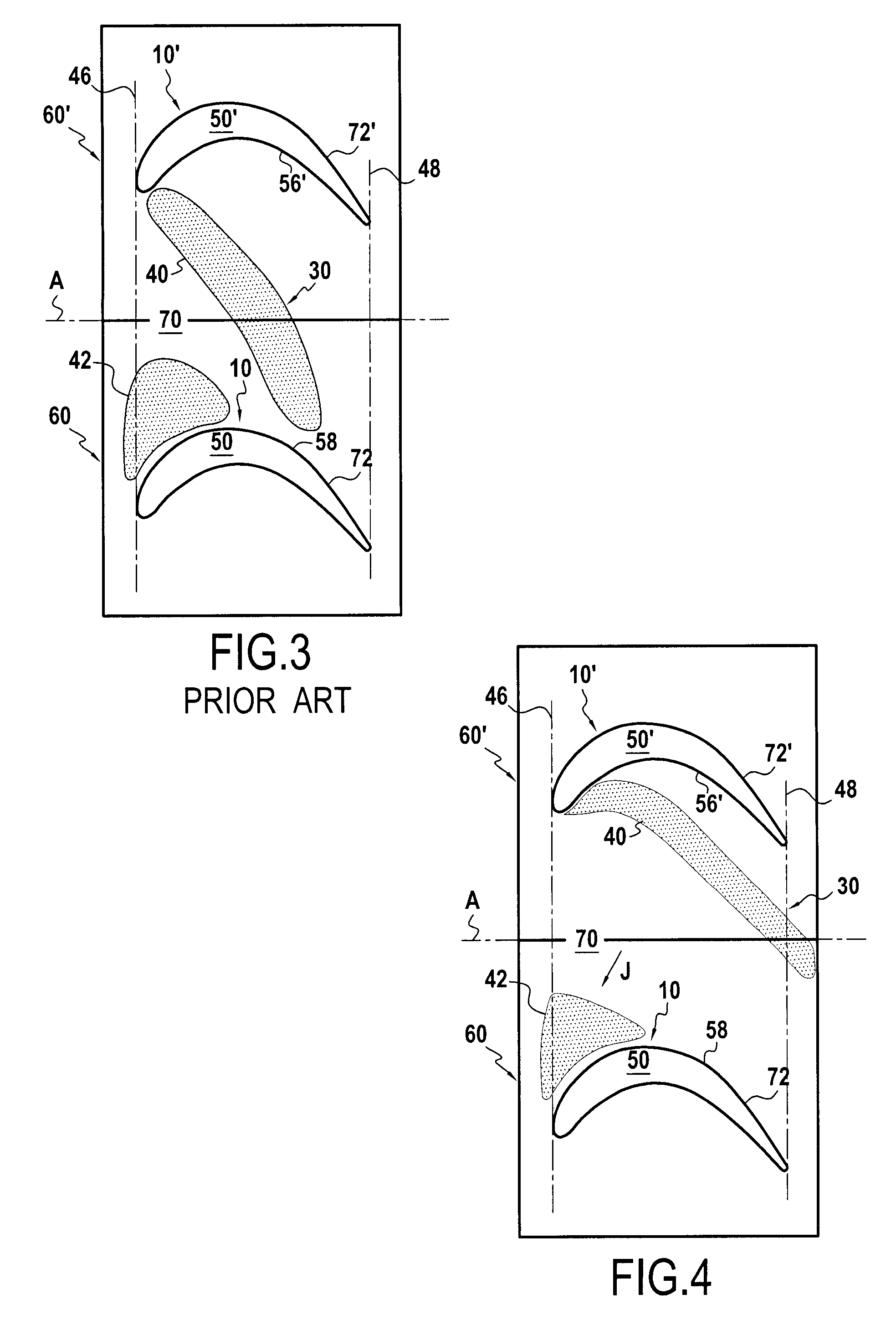 Blade with 3D platform comprising an inter-blade bulb