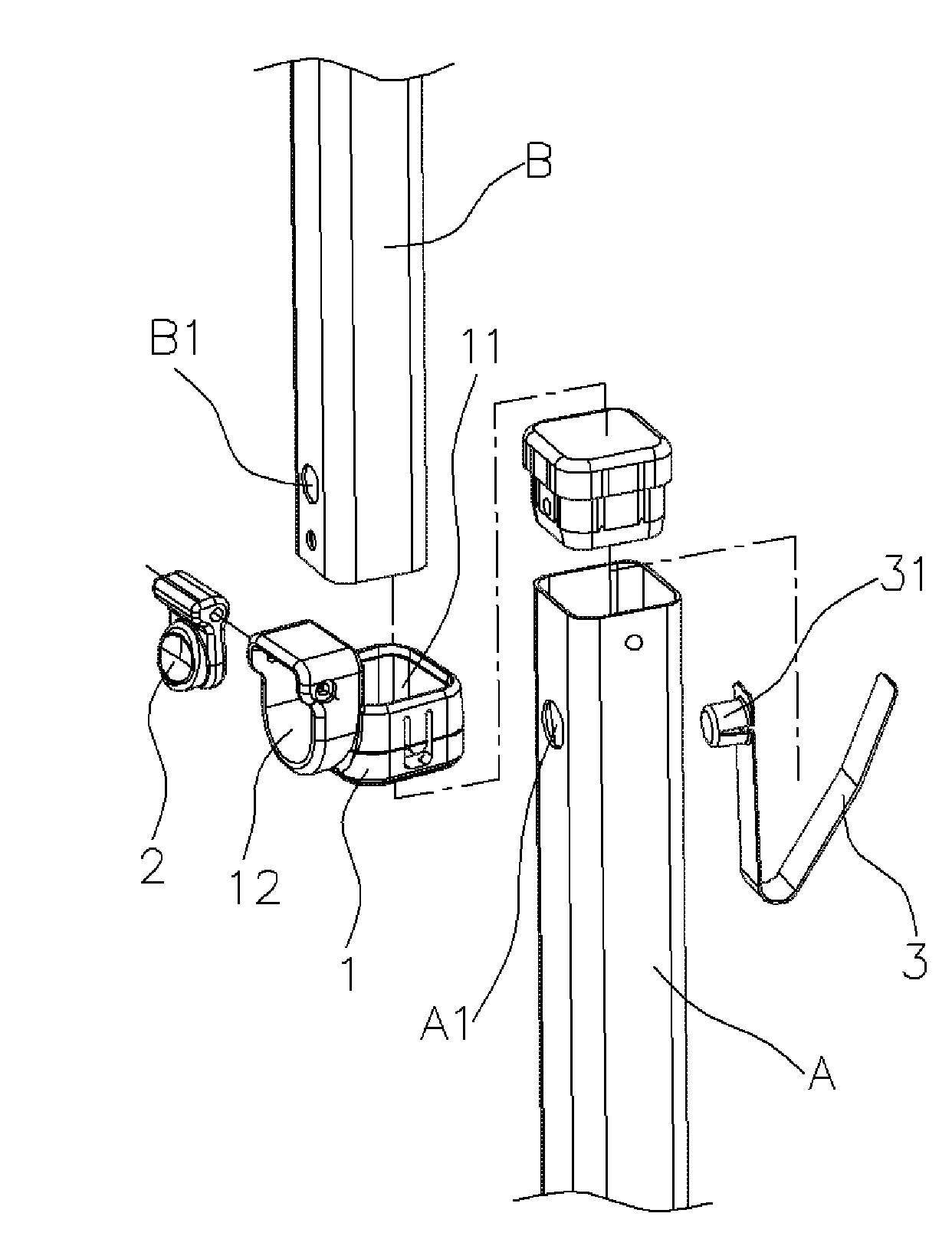Snapping mechanism of telescoping tent pole