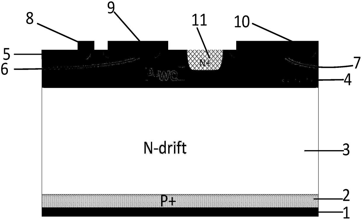 Optical control thyristor with deep N+ hole current blocking layer