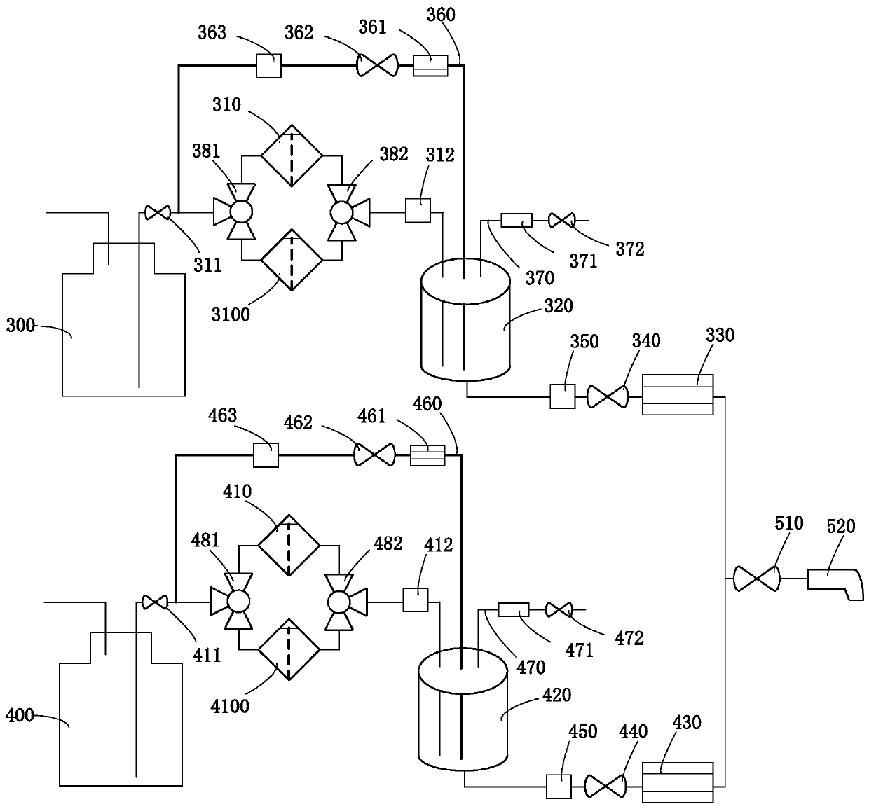 Double-buffering type photoresist liquid spraying system