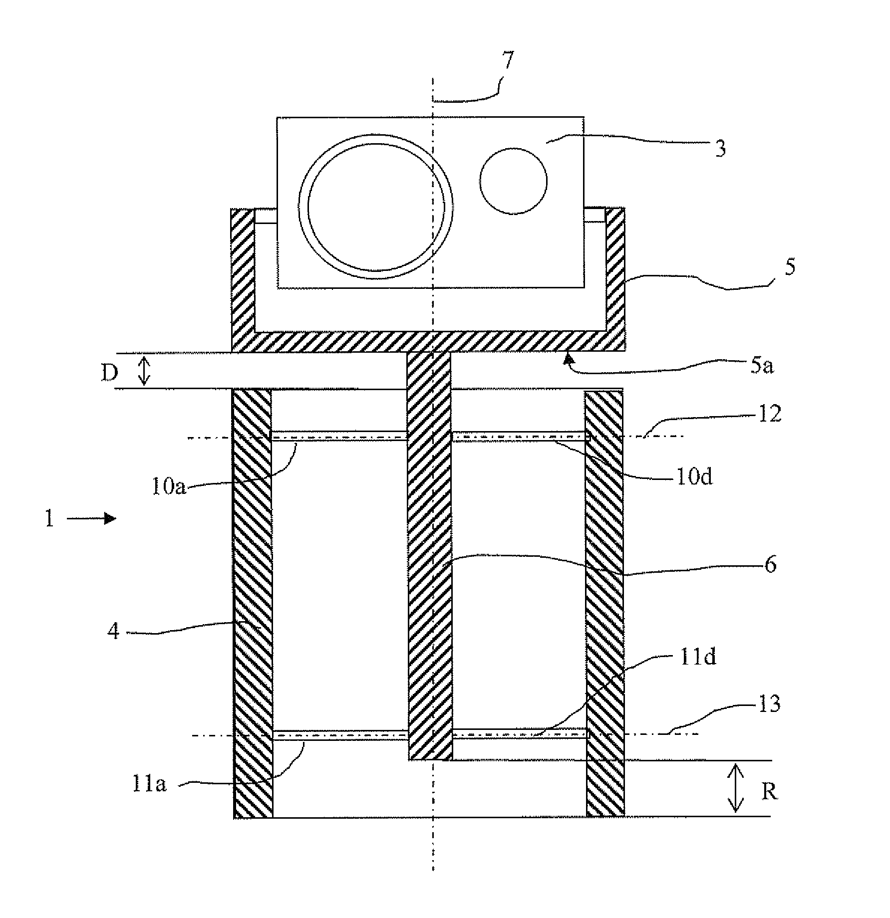 Support device for the gun sight of a military vehicle