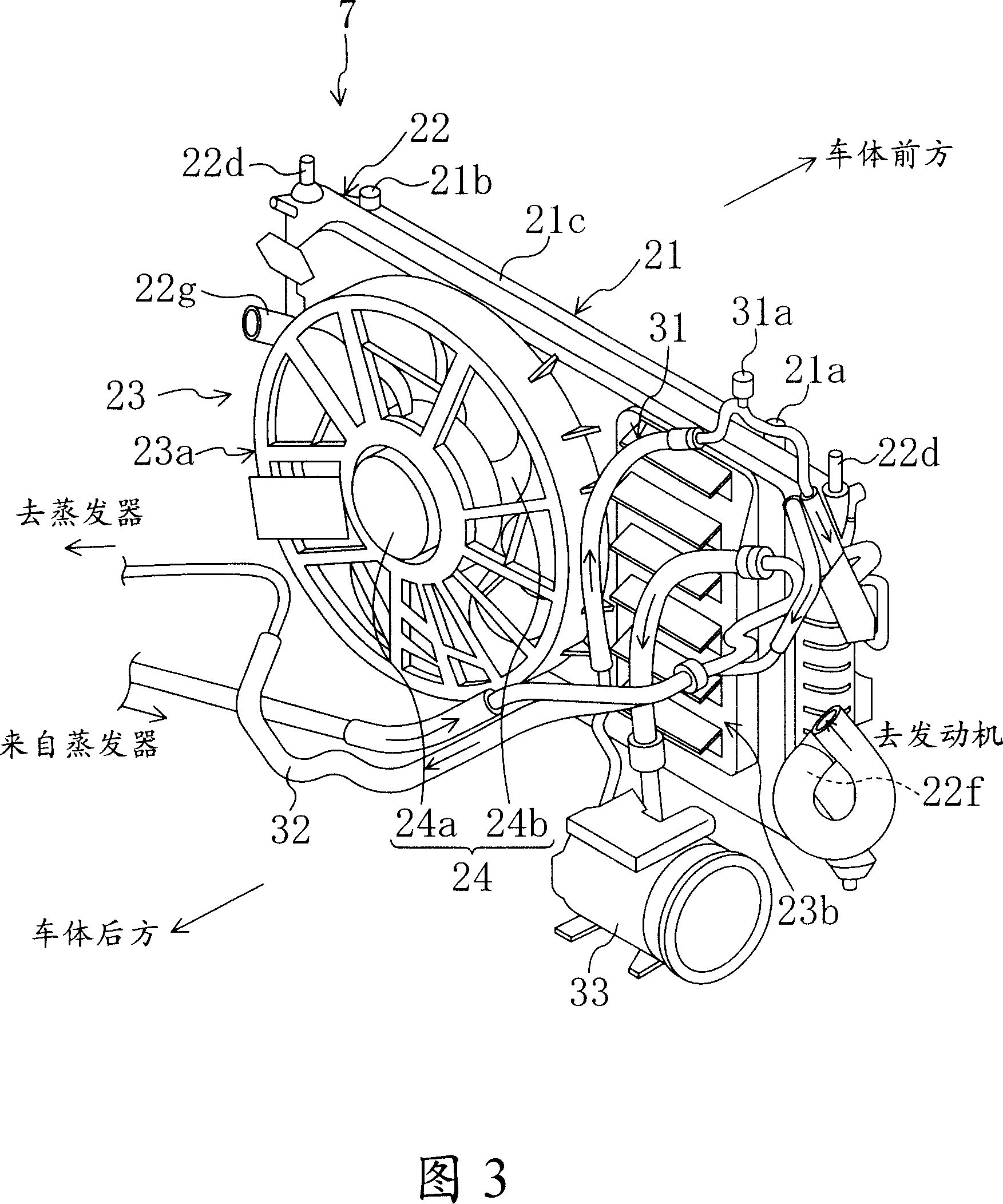 Cooling device of a vehicle