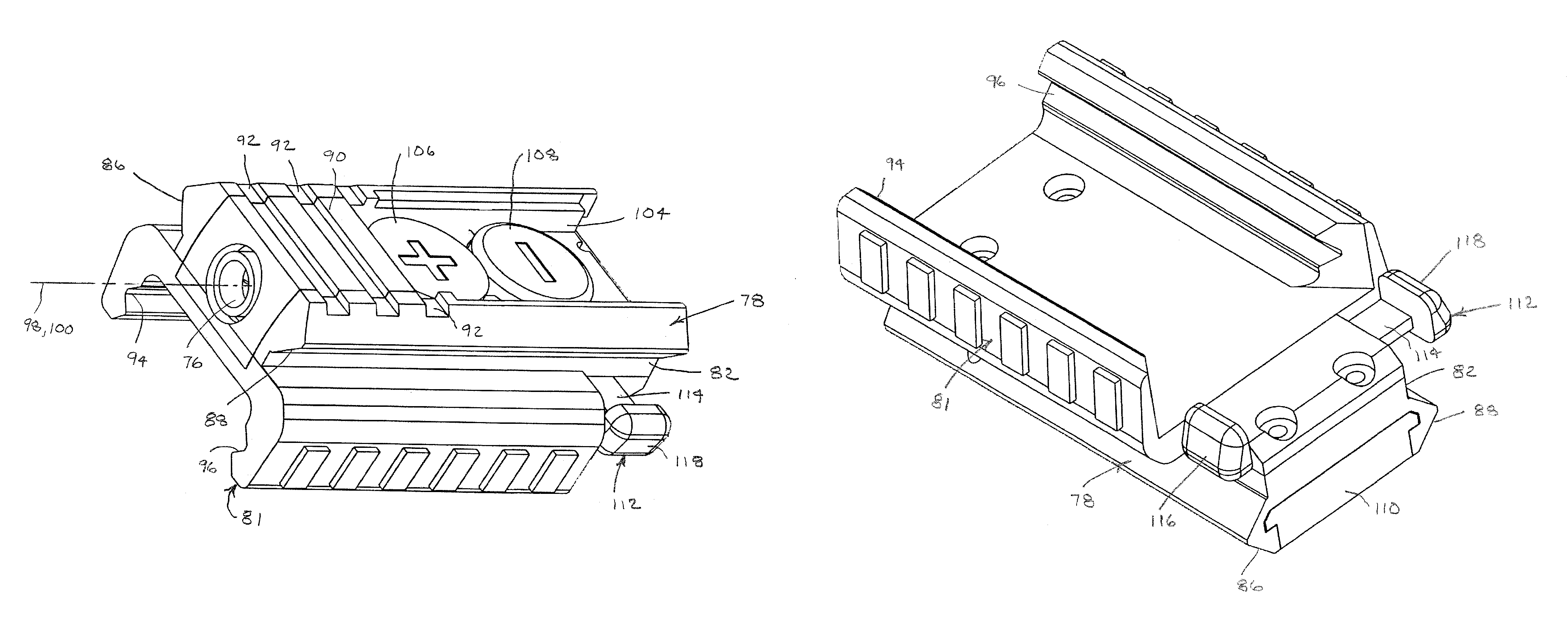Firearm mount with embedded laser sight