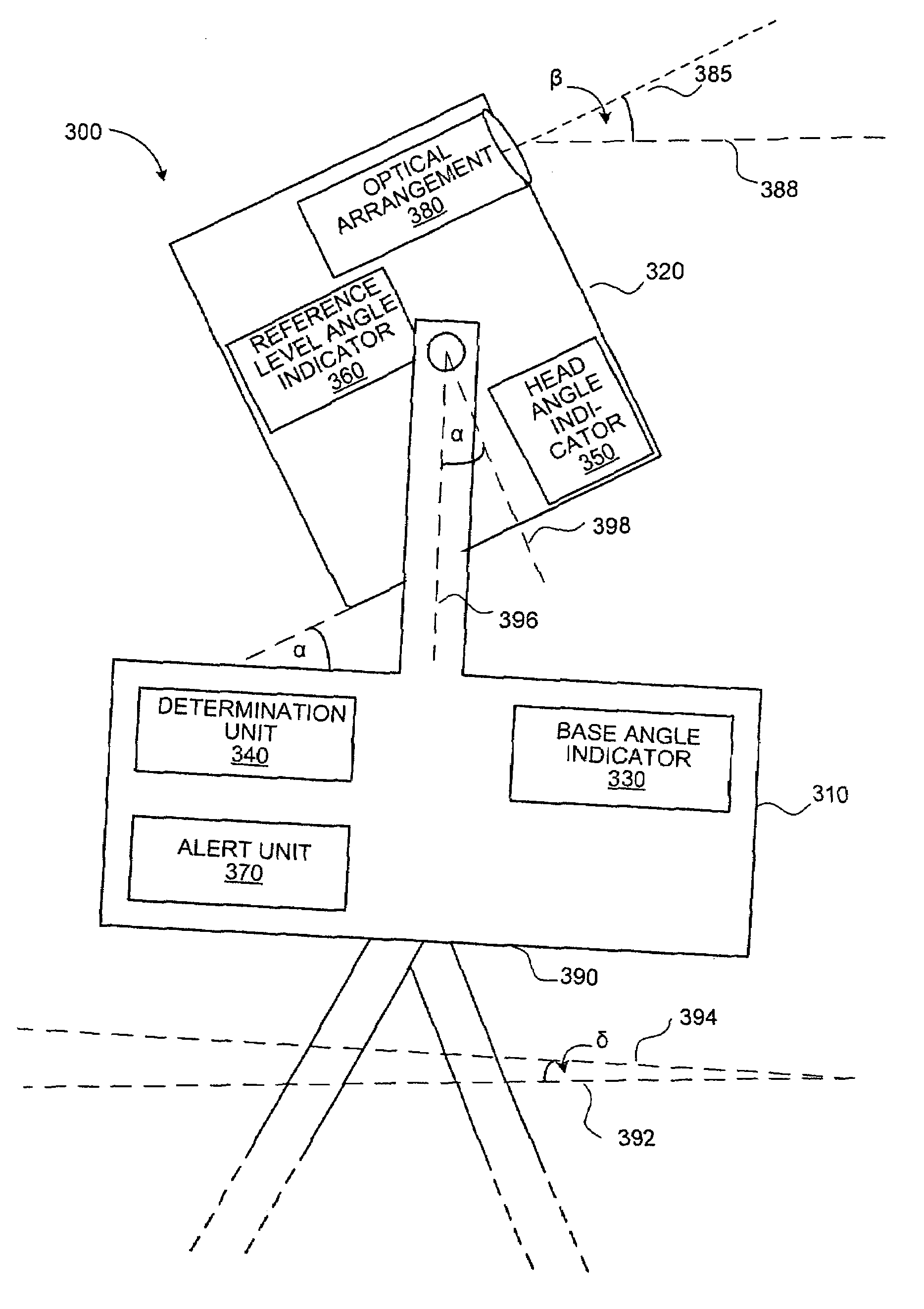 Optical instrument with angle indicator and method for operating the same