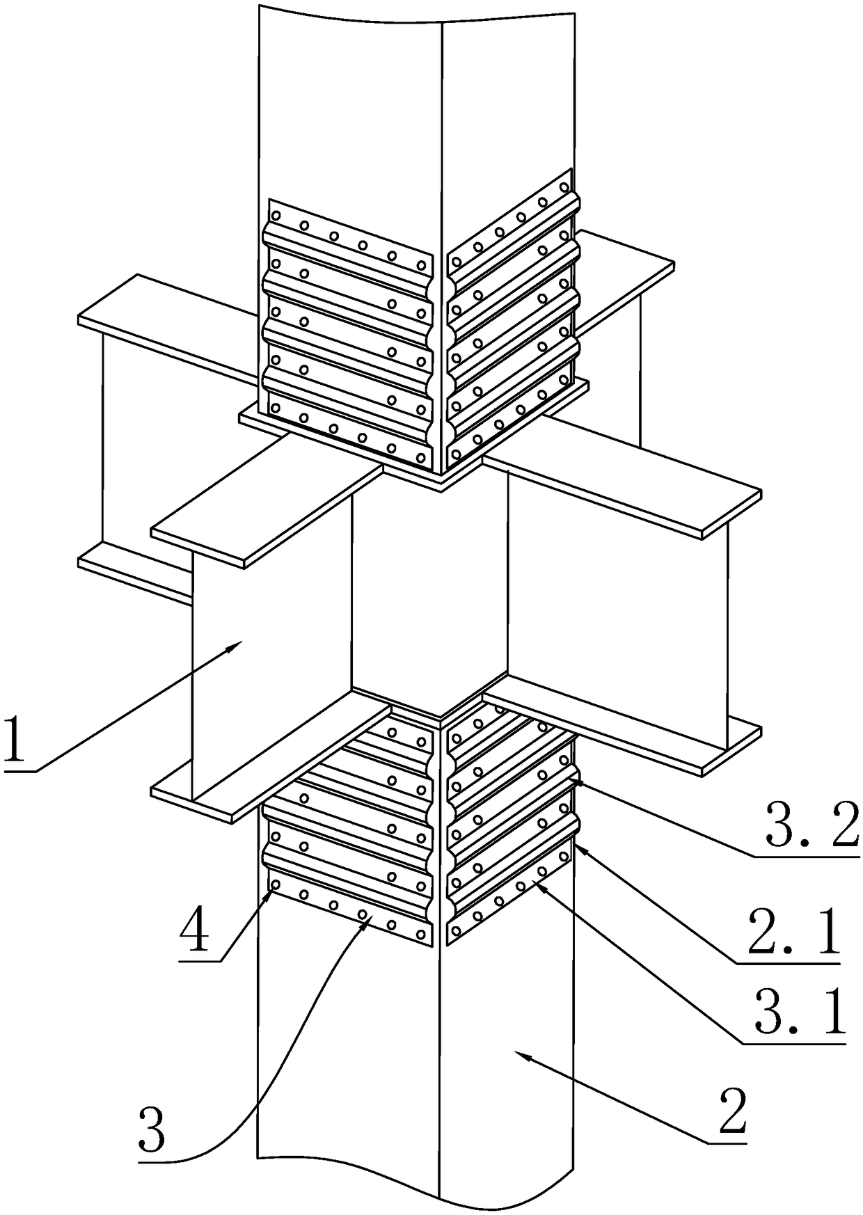 Reinforcing structure of square steel column