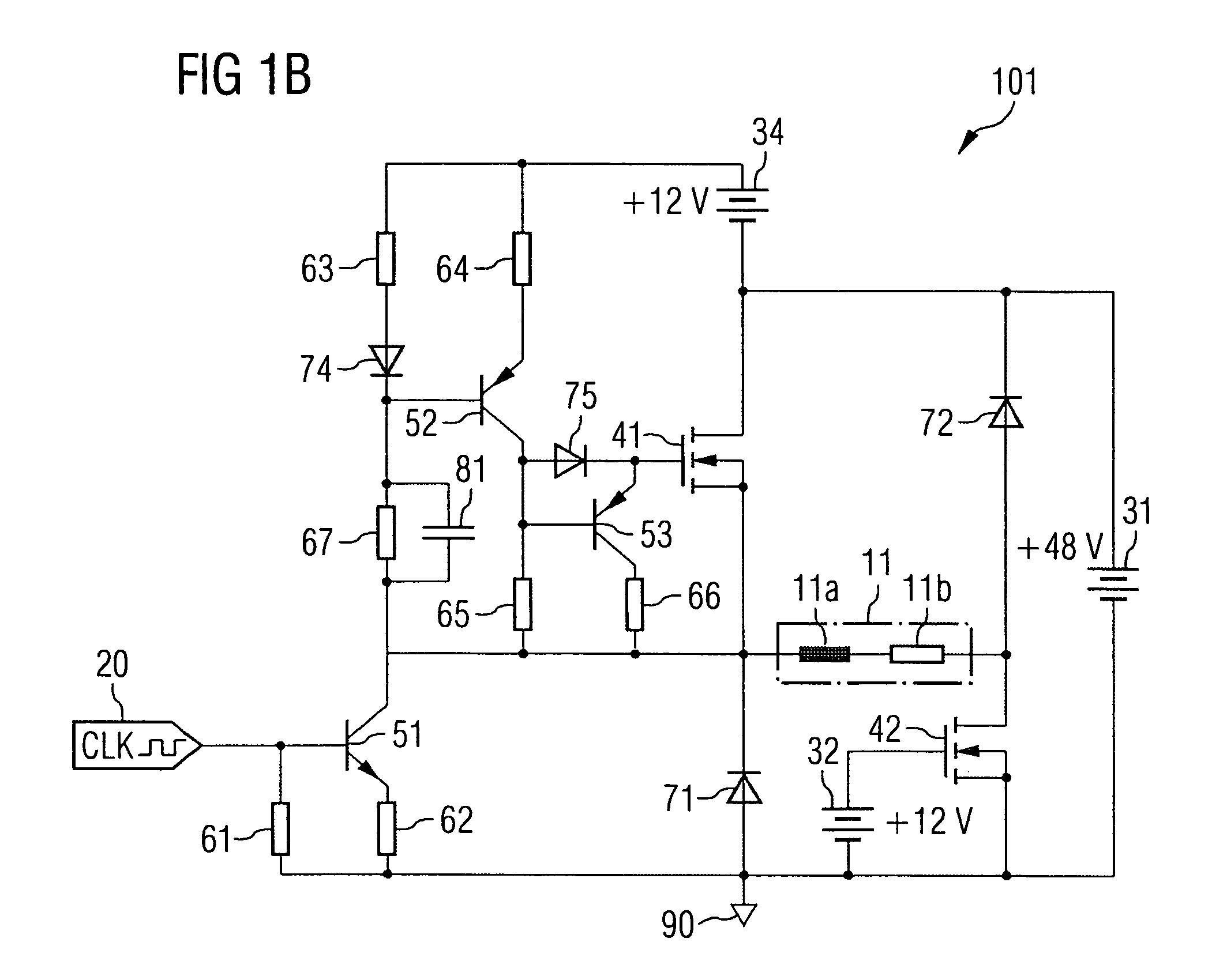 Circuit arrangement for rapidly controlling in particular inductive loads