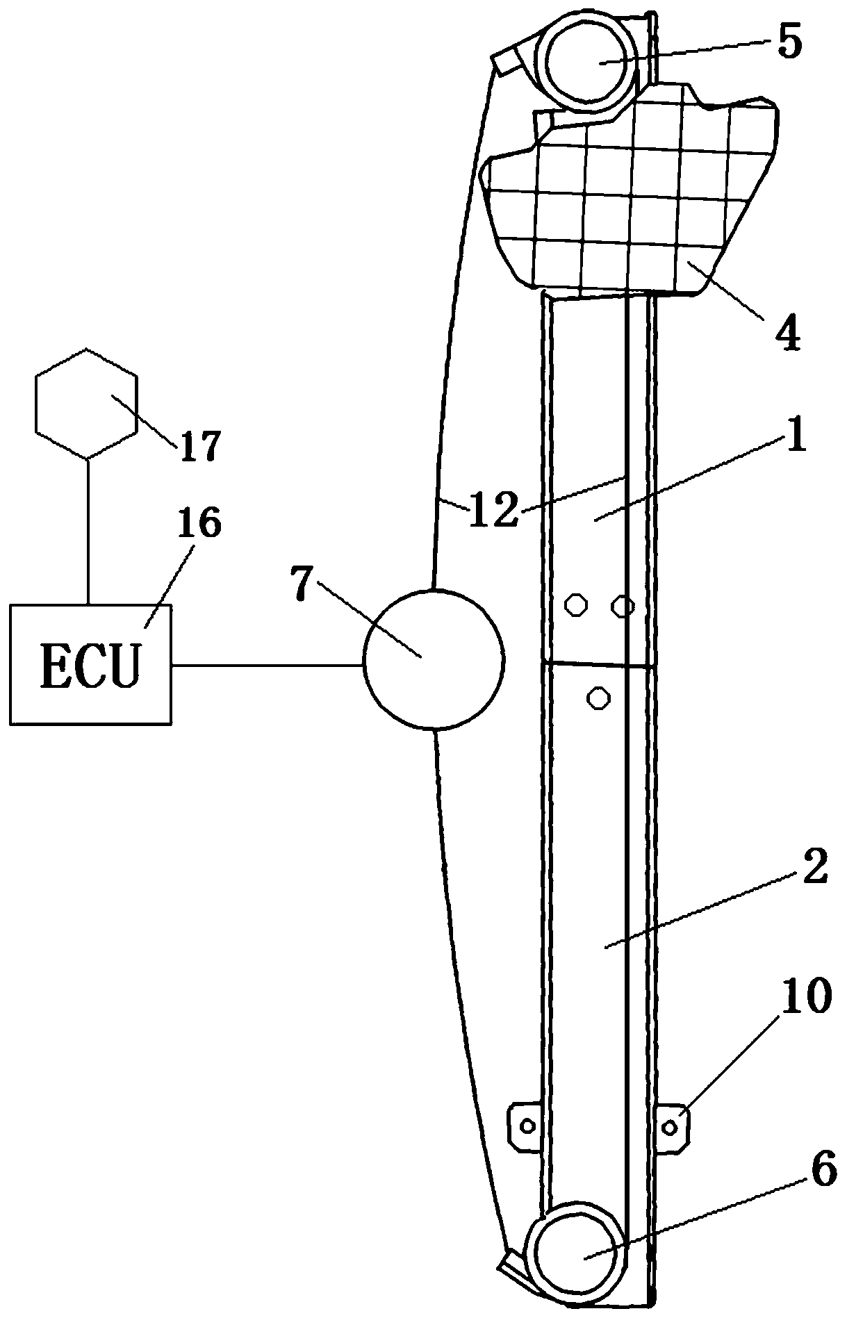 A single-rail rope wheel type glass lifter device and control method thereof