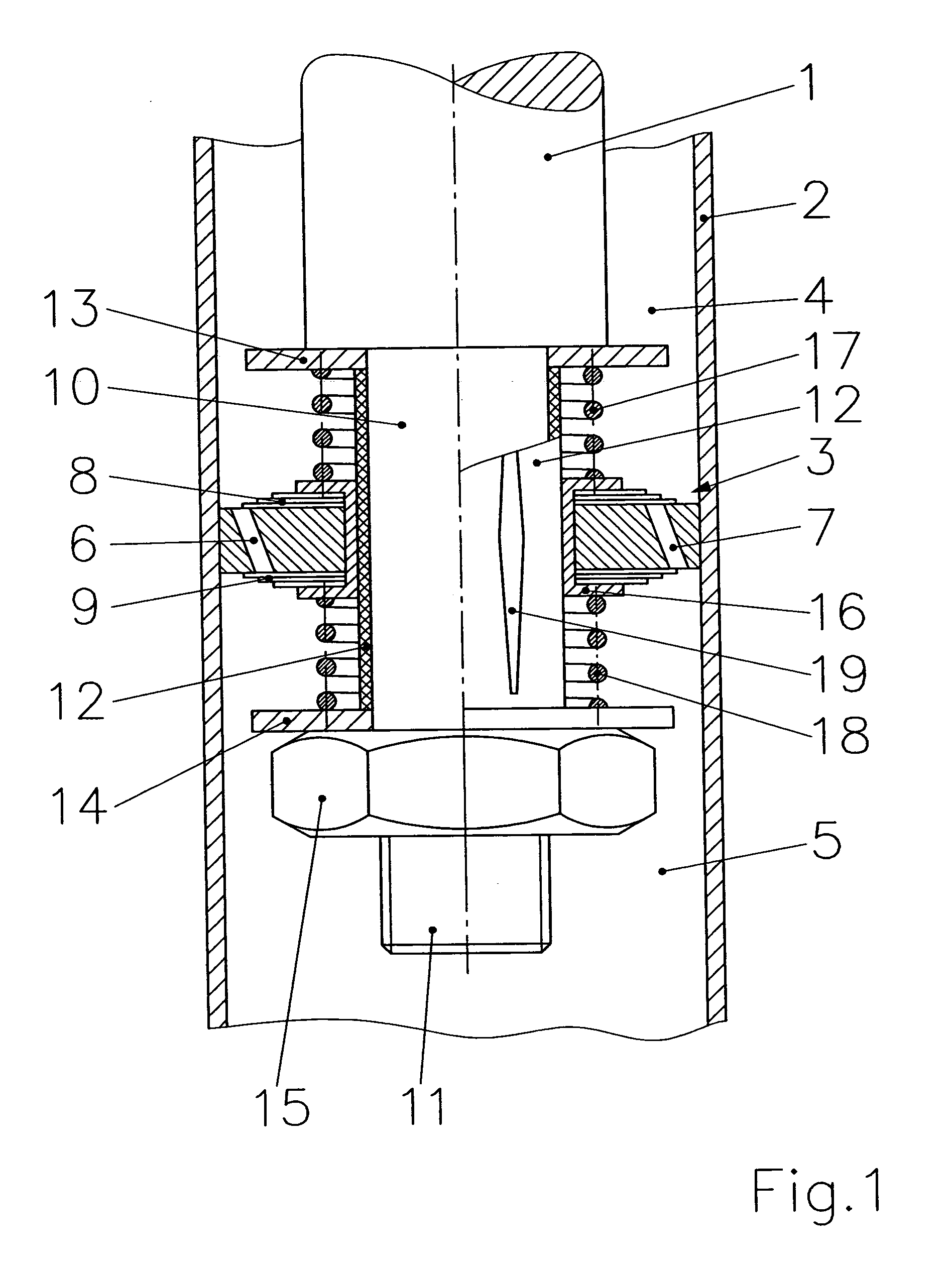 Subassembly for the amplitude-dependent absorption of shock