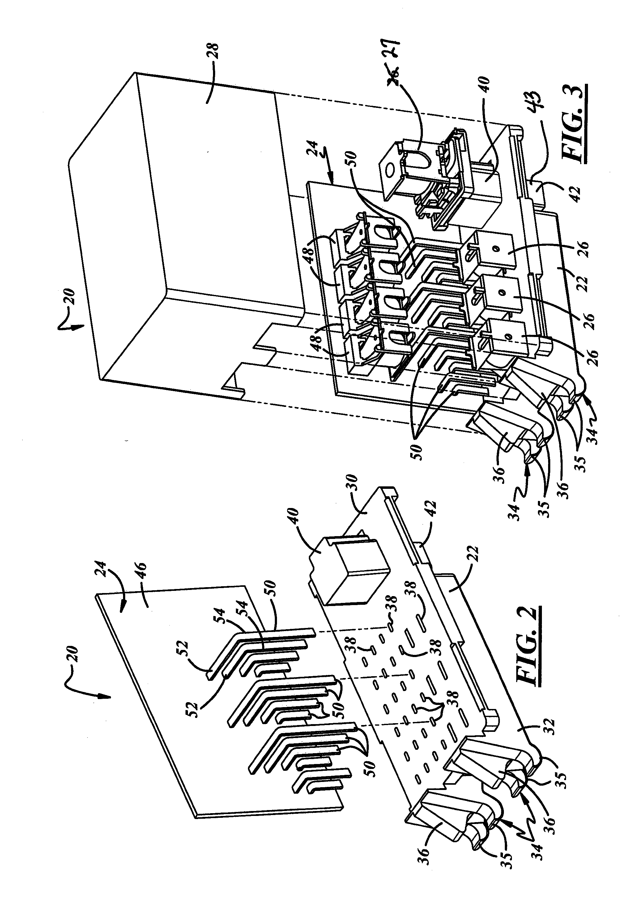 Relay module, electrical center having a relay module and method of assemblying the same