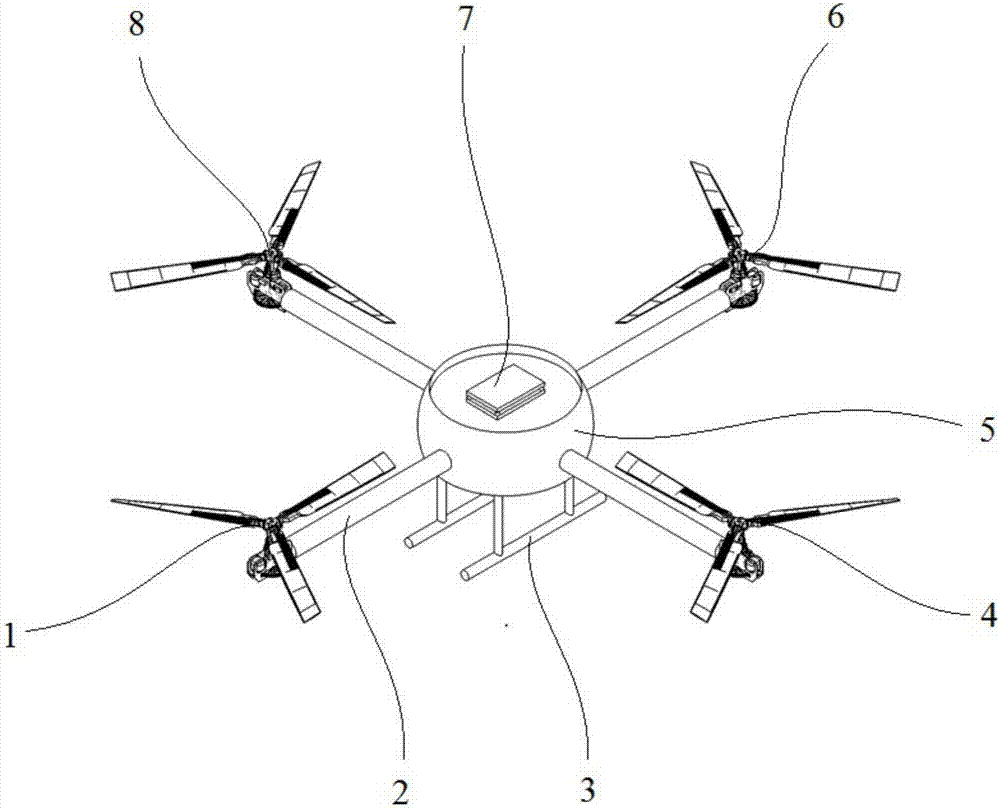 Four-rotor-wing unmanned aerial vehicle with independent and controllable space six freedom degrees and control method thereof