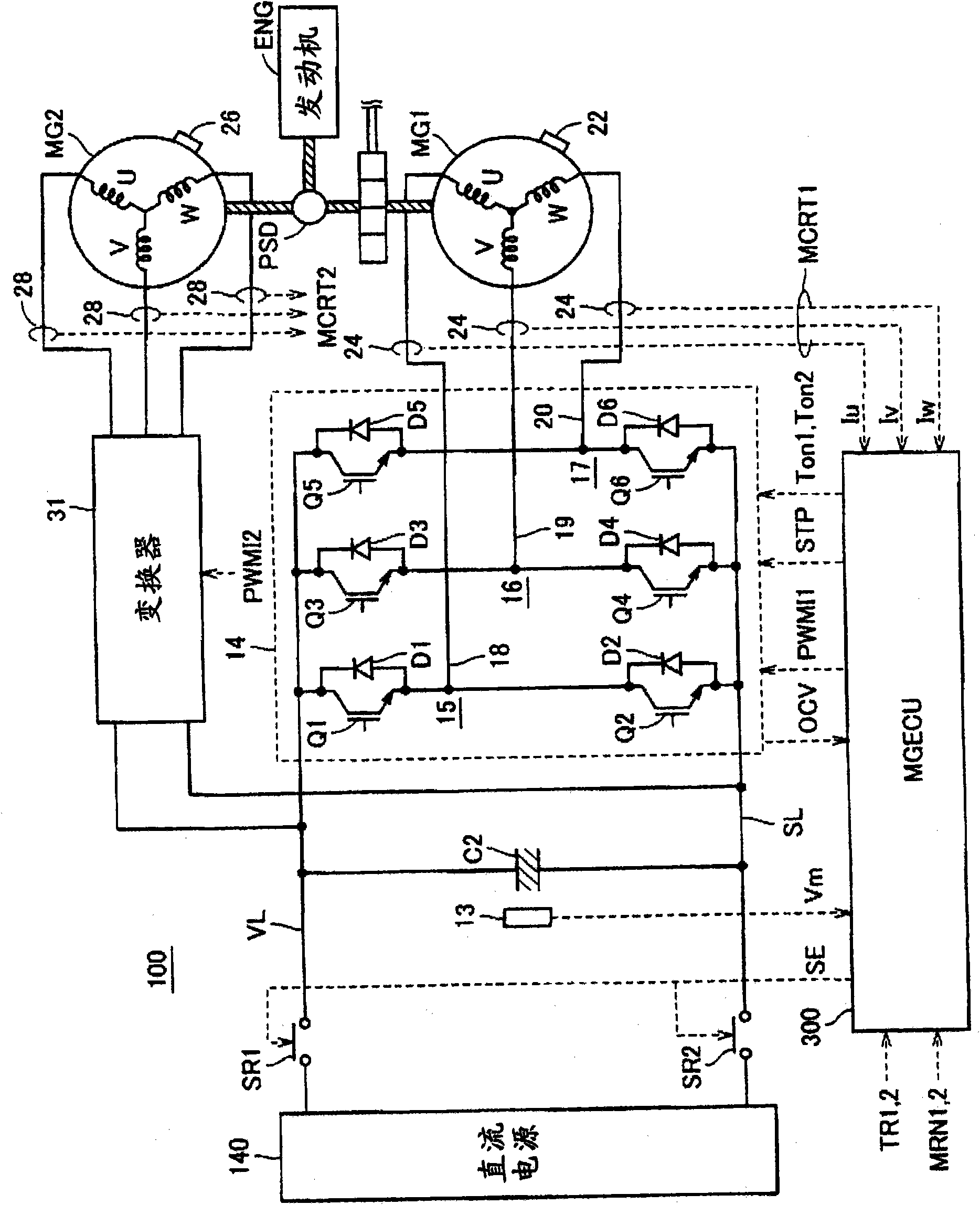 Motor drive apparatus, hybrid drive apparatus and method for controlling motor drive apparatus