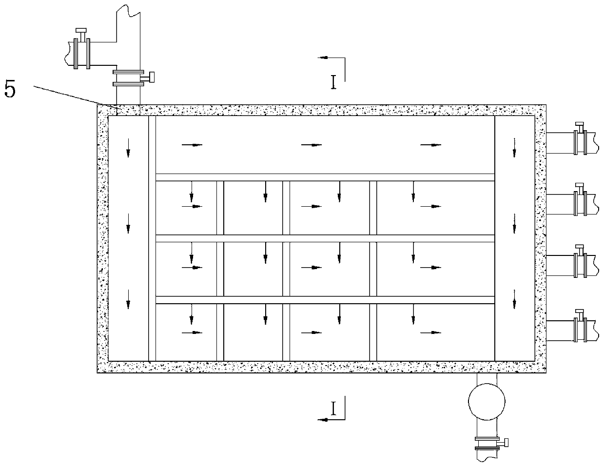 Rain sewage filtering and settling tank for drain outlets of rivers, rivers, lakes, reservoirs and seas