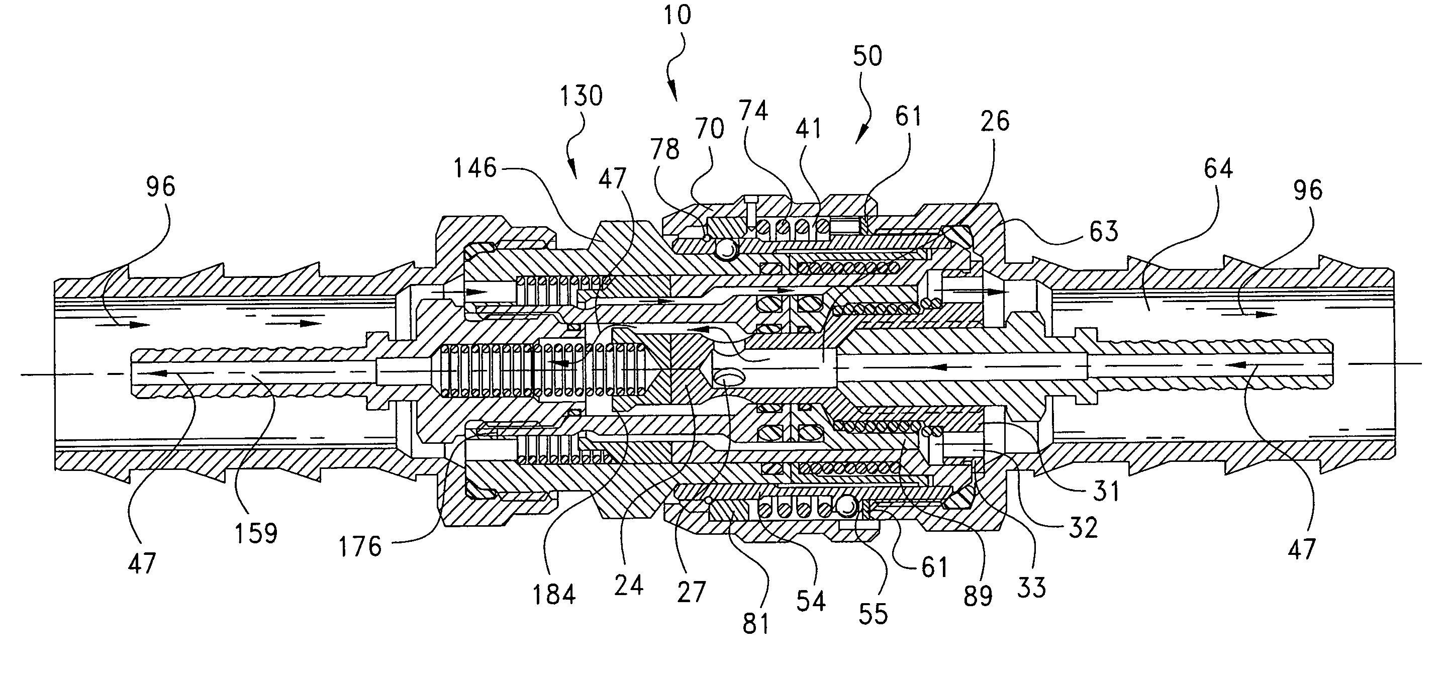 Coaxial quick disconnect coupling