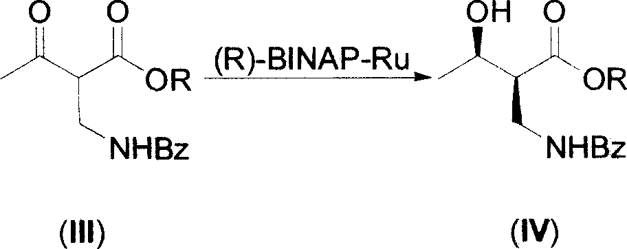 Synthesis of (2S,3S)-2-benzoyl aminometh-3-hydroxy-butyrate ester series compound by asymmetric yeast cell